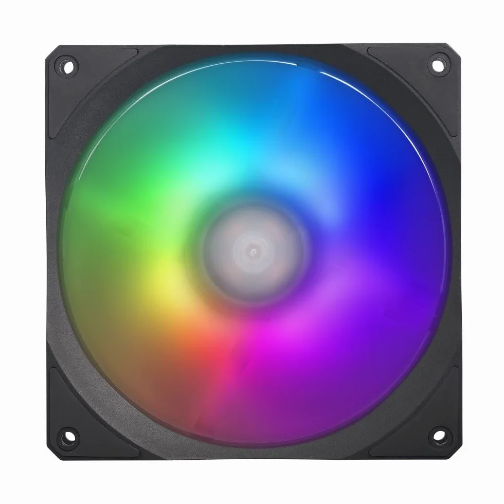 Ventola per radiatore Cooler Master Mobius 140P ARGB - Design con lama ad anello (PWM), sistema cuscinetti dinamici ad anello (max. 76,5 CFM, 2,3 mmH2O, 30 dBA), telaio Air-Focus smussato RGB Gen 2