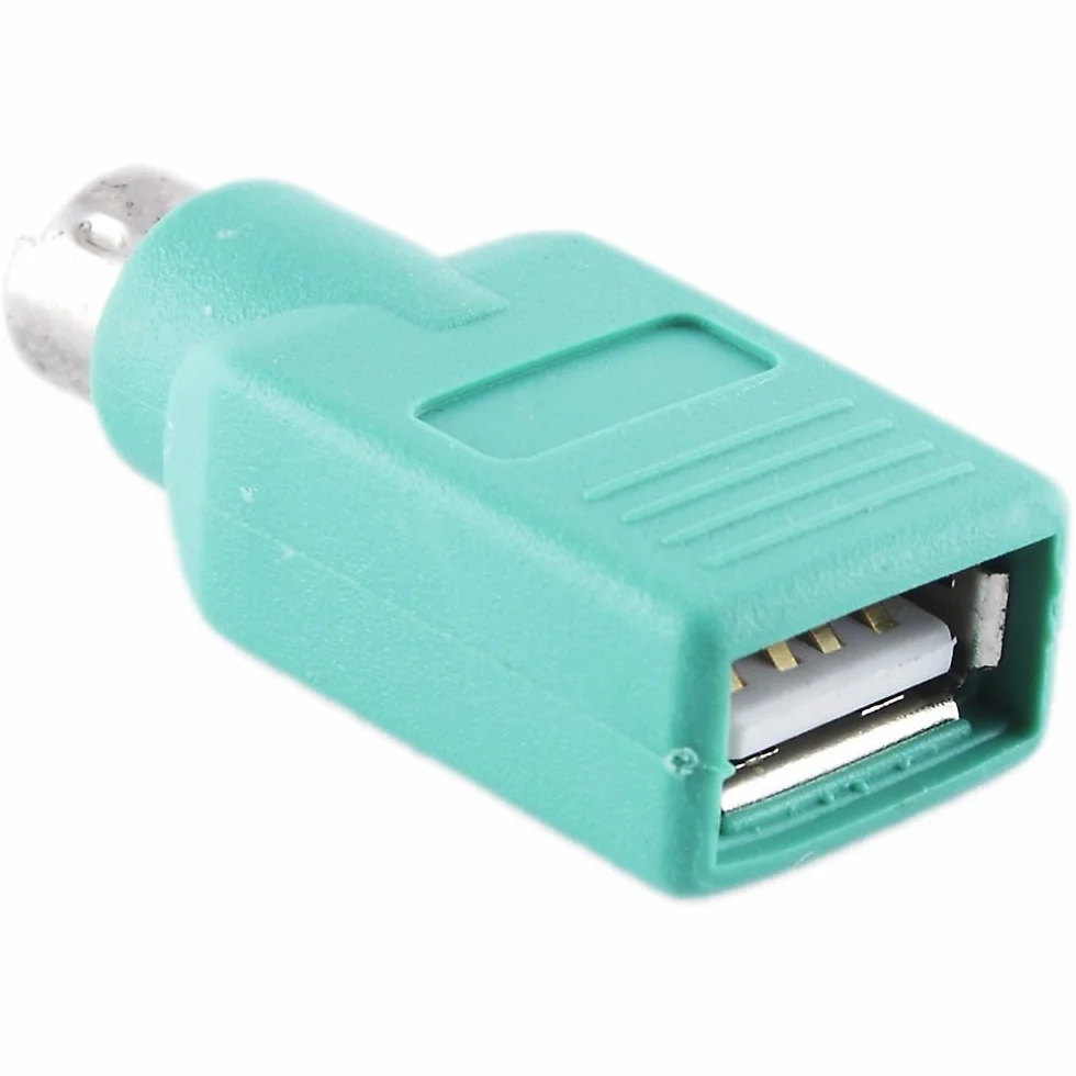 Adattatore convertitore PS2 maschio a USB femmina per mouse e tastiera, verde