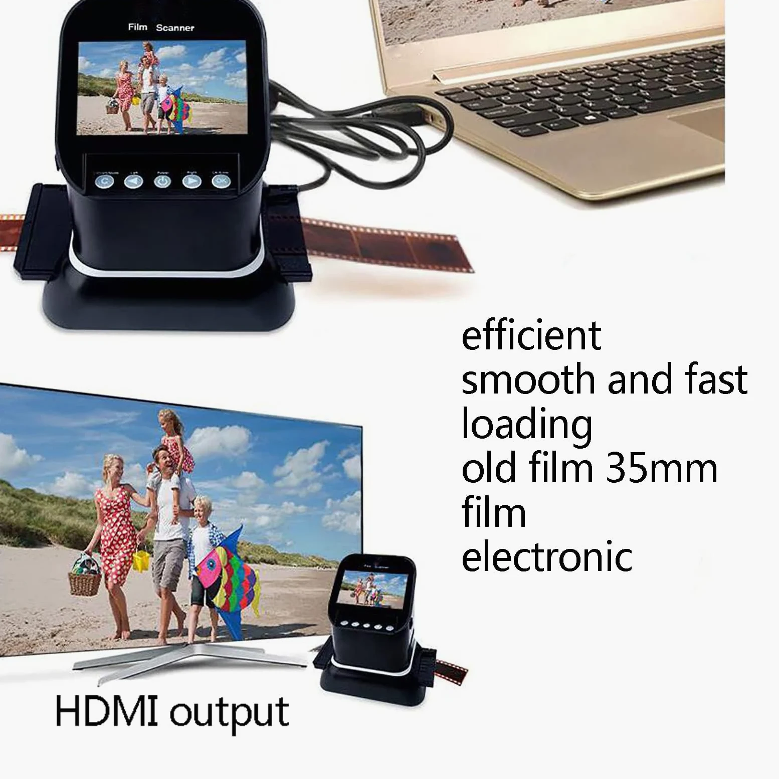Scanner digitale per pellicola 120 e 35 mm, convertitore 5 in 1 ad alta risoluzione per negativi e diapositive, schermo LCD 1080P a JPEG per 135, 126, 127 pellicole