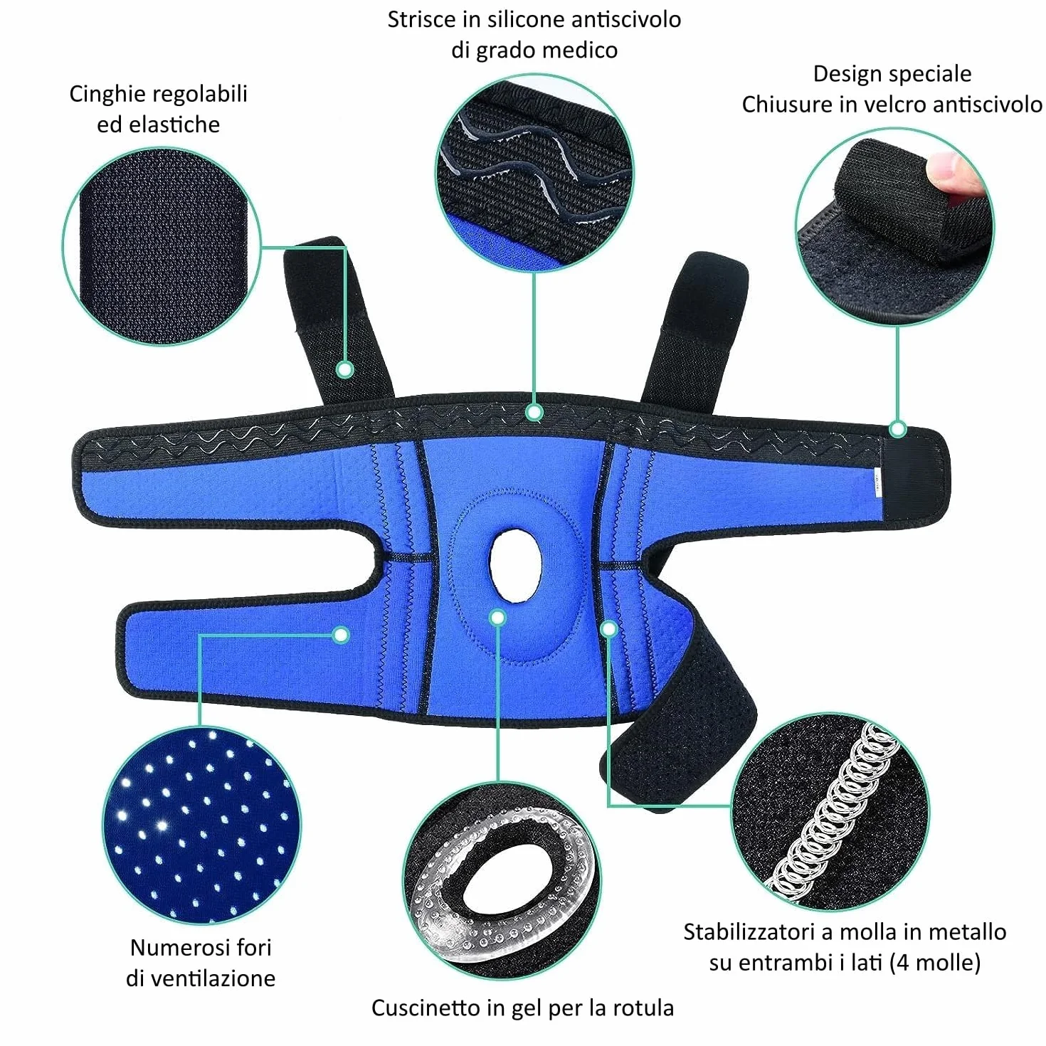 ABYON Ginocchiera Ortopedica Regolabile Tutore Ginocchio Stabilizzatori Laterali Supporto L/XL
