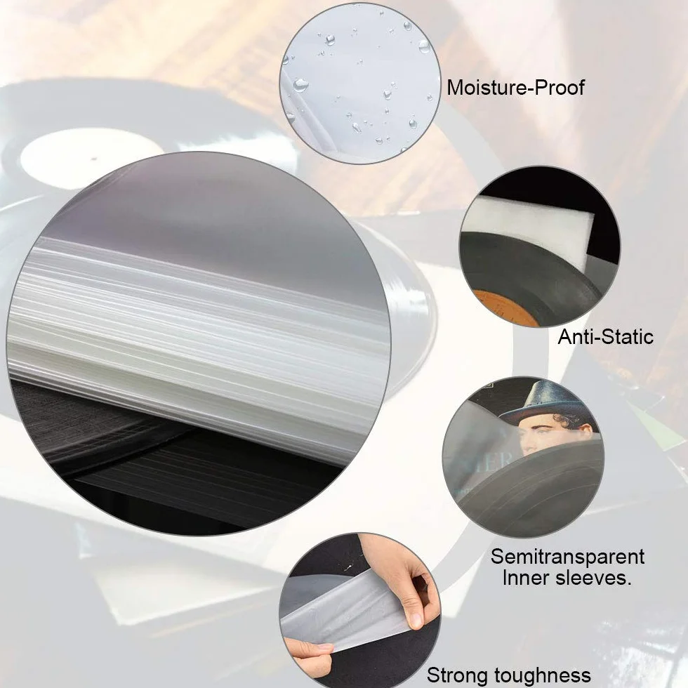 100 Pz Buste per Vinile, 12" Buste per Dischi in Vinile Buste Interne in Vinile Busta Busta Transparenti Vinili lp Busta Antistatiche per Dischi in Vinili Custodie per Dischi in Vinil