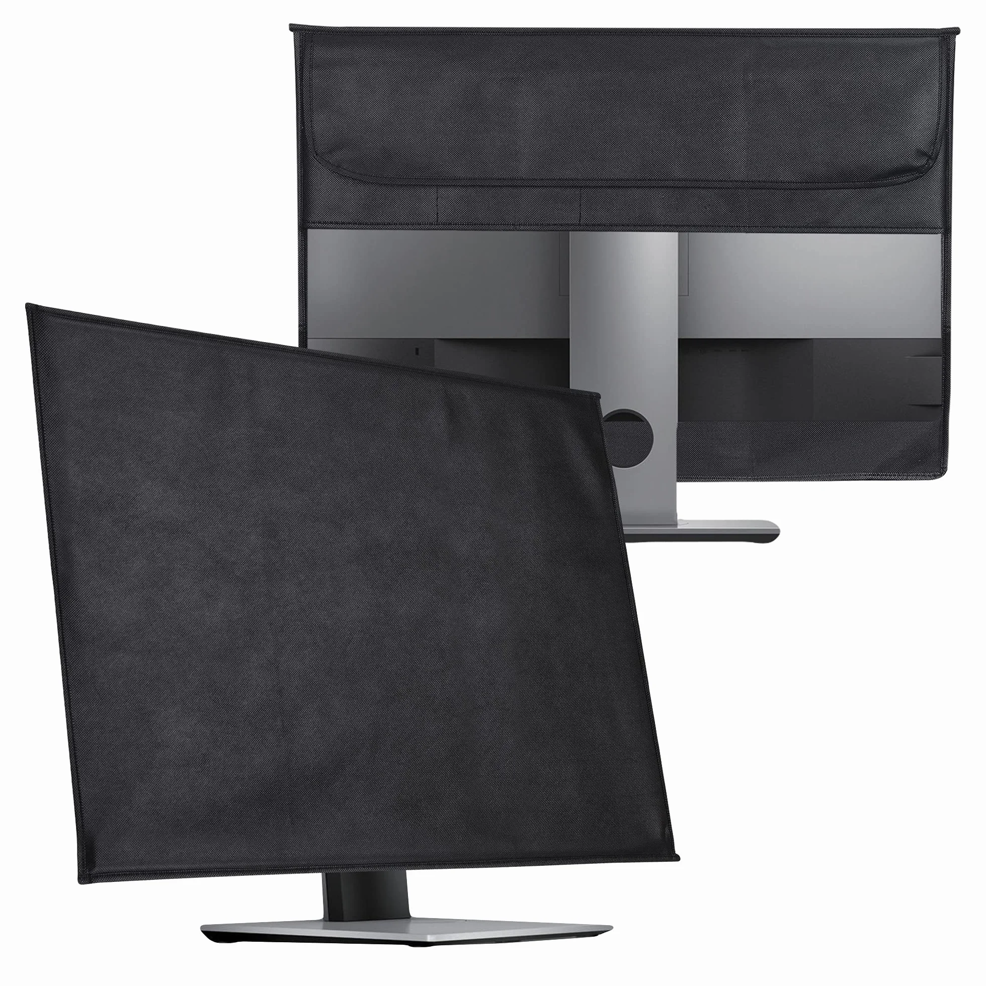 kwmobile Cover compatibile con 27-28" monitor - Fodero per Monitor - Copertura Antipolvere Schermo PC con 2 Tasche Extra - nero