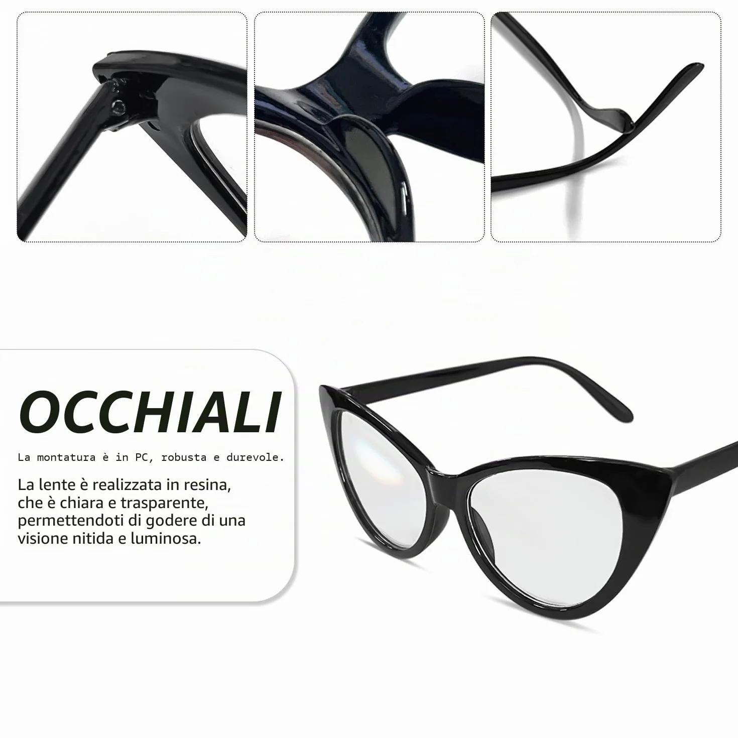 Occhiali da Cat-Eye Grandi e Piccoli Personalizzati Donna Feste