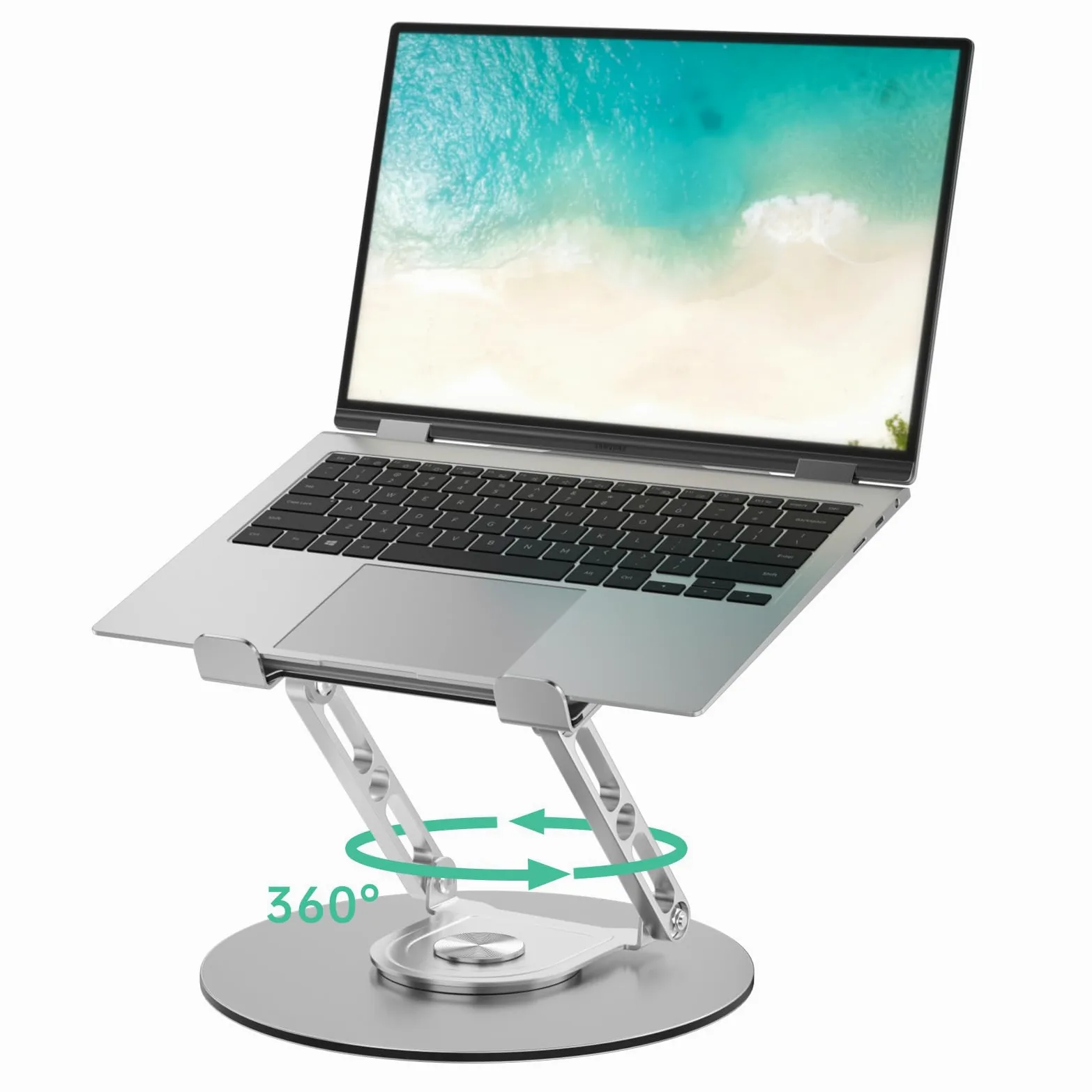 Supporto per computer portatile per scrivania regolabile con base rotante a 360 ° Supporto ergonomico per laptop per scrivania pieghevole e portatile per computer adatto a MacBook Pro Air