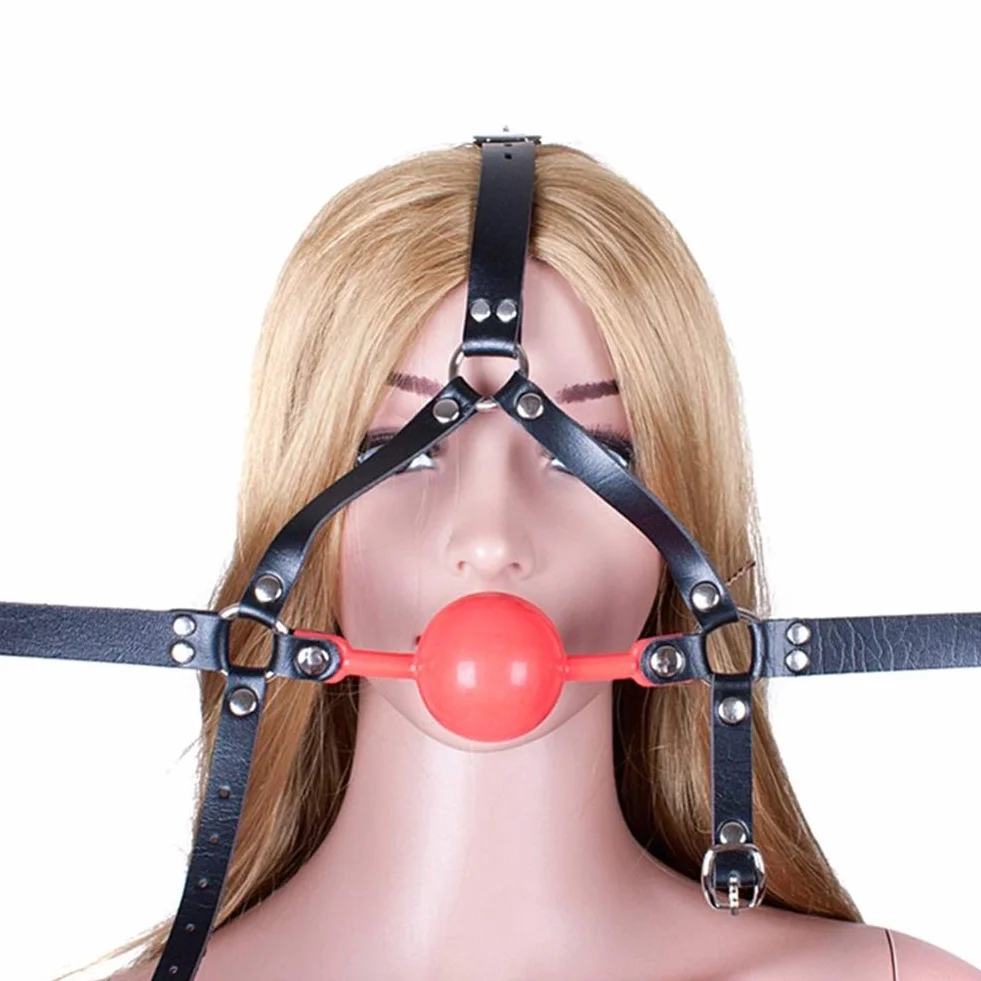 SXOVO Gag in Pelle con Chiusura in Ottone Bocca Gag Ball Bondage Rosso