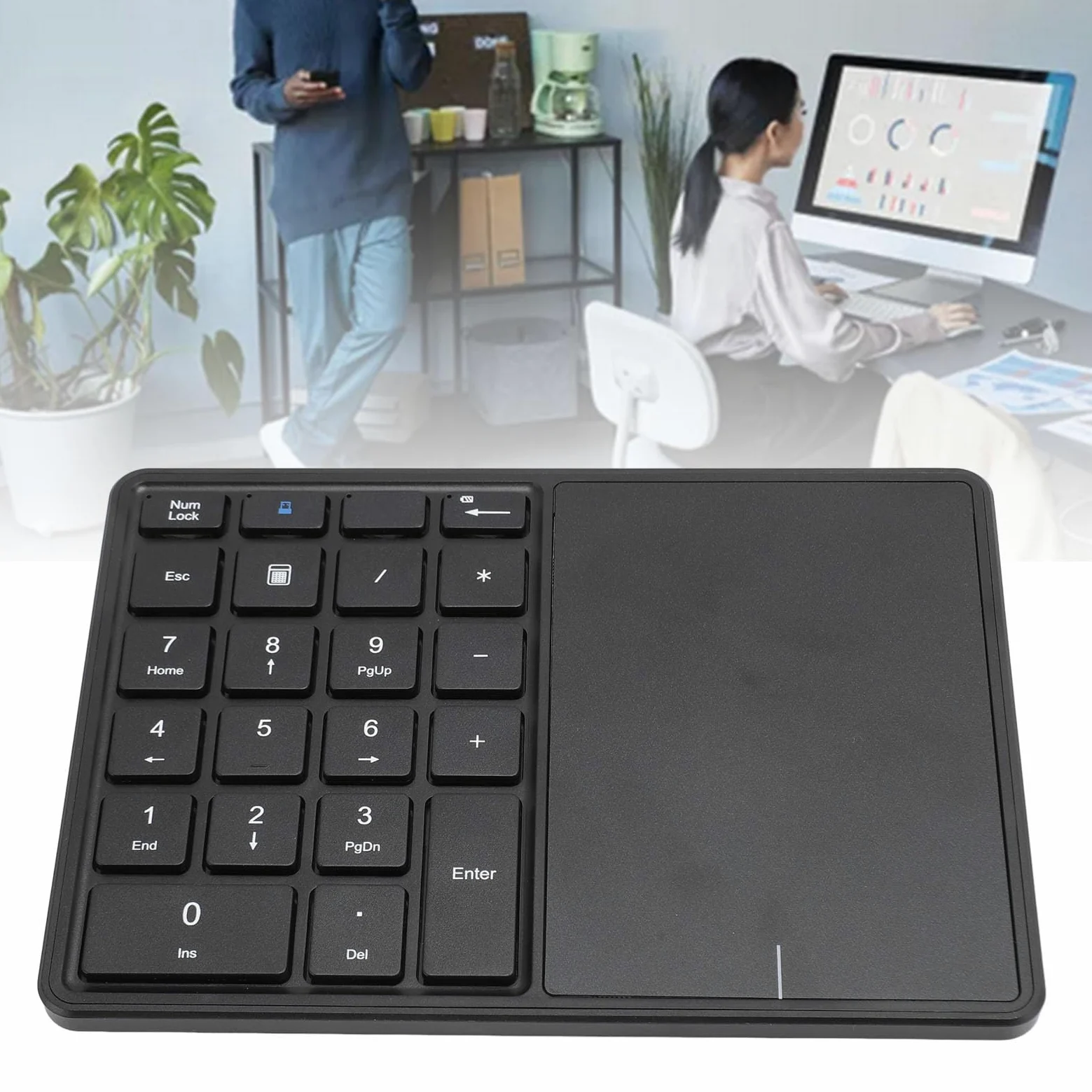 XUMIUZIY Tastierino Numerico, 22 Tasti modalità Doppia Bluetooth 4.2 Tastierino Numerico Wireless con Touchpad, Tastiera Numerica Esterna Sottile per PC Desktop Portatile (BLACK)