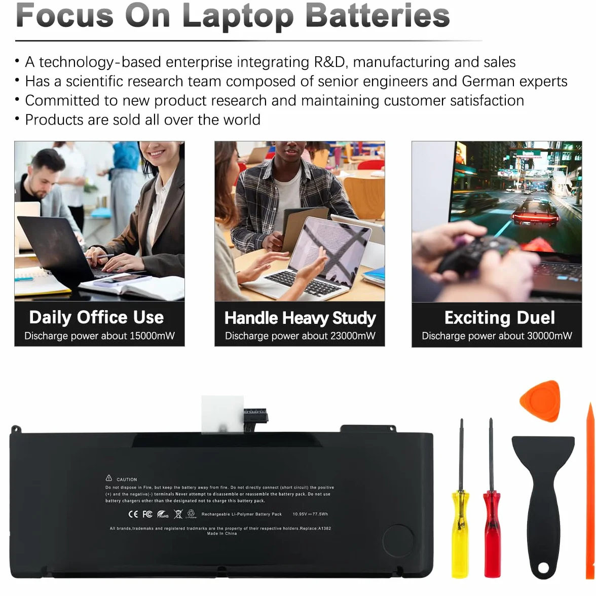 A1382 Laptop Batteria per MacBook Pro 15-inch A1286 (Early 2011, Late 2011, Mid 2012) MC721LL/A MD318LL/A MD322LL/A MC723LL/A MD035LL/A MD103LL/A MD104LL/A 10.95V