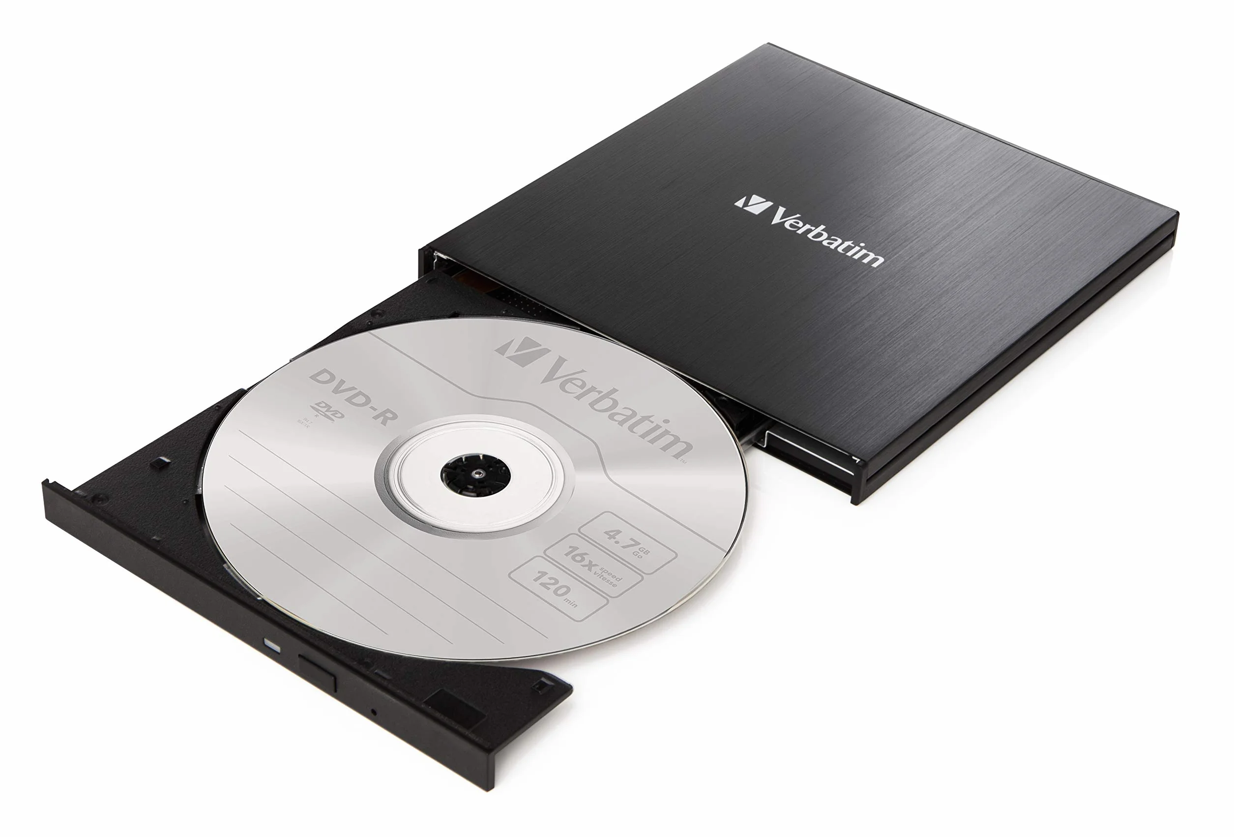 Verbatim Lettore CD/Dvd Esterno Slimline - USB 3.2 Gen1 con Porta USB-C con Cavo USB-C a USB-A e Design Compatto da Viaggio, in Metallo Spazzolato