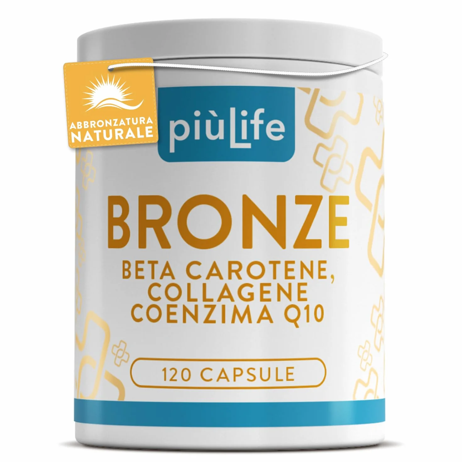 PiùLife Betacarotene Integratore Abbronzatura 120 Capsule con Vitamina A C E Selenio Licopene Collagene Acido Ialuronico