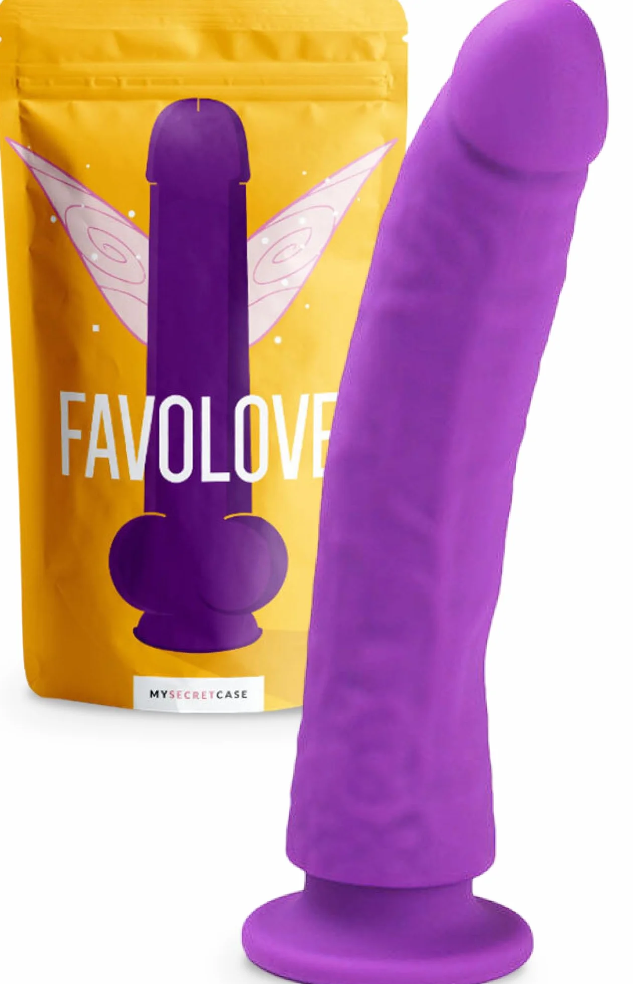 MySecretCase Dildo Silicone Realistico 19cm con Ventosa - Fallo Realistico Morbido Viola