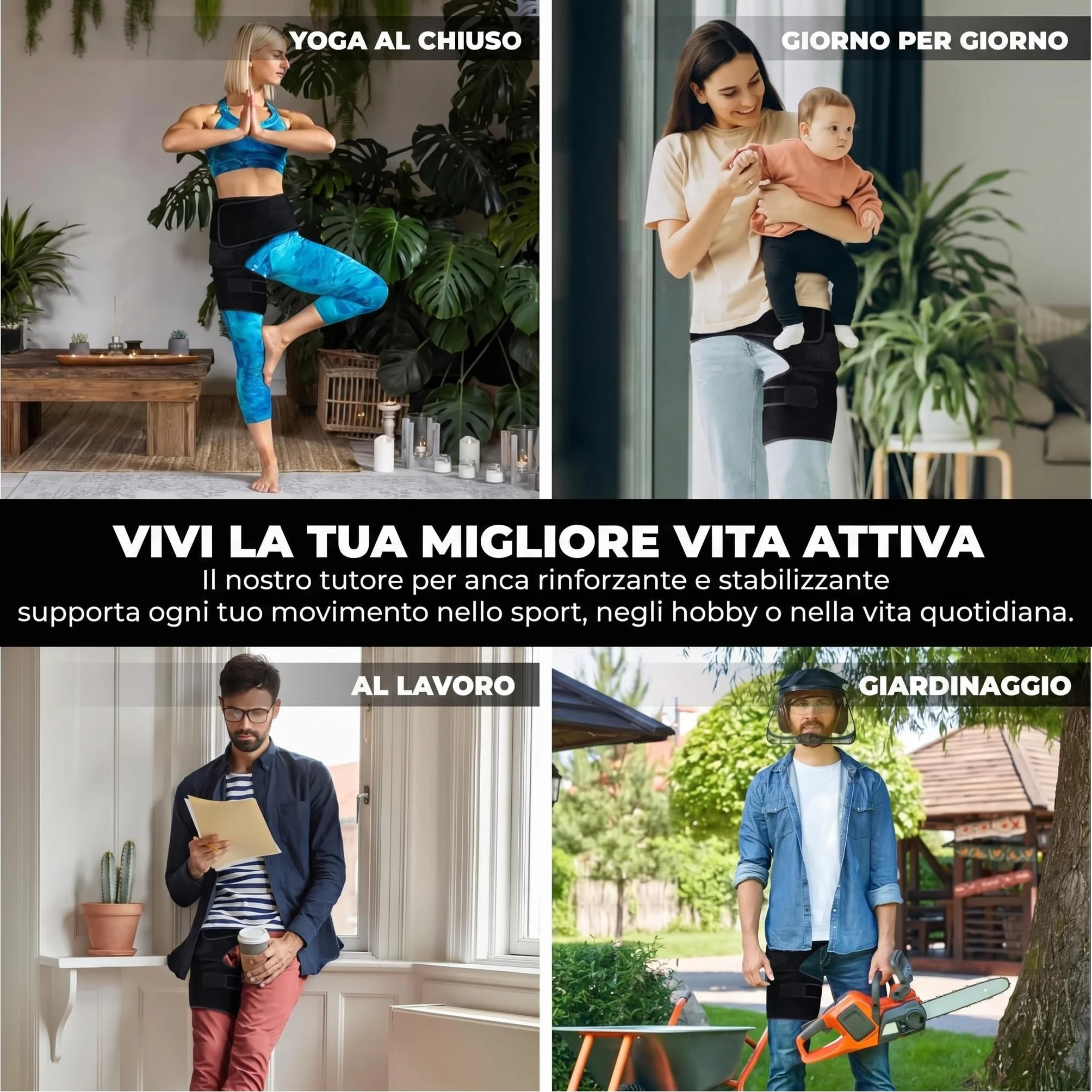 Astorn Supporto per Anca per Sciatica Fascia Regolabile per Inguine Coscia Flessore Artrite Infortuni Nervo Sciatico per Uomini e Donne Gamba Sinistra Grande