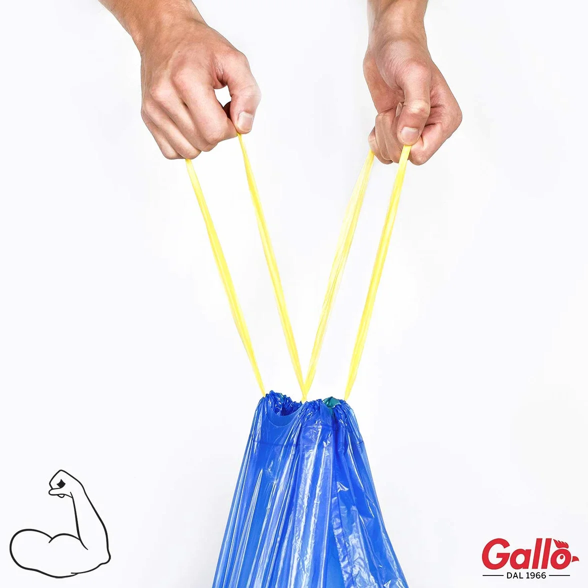 Gallo 90 Sacchi per Pattumiera 55x65cm 40 Litri Blu Maniglie Tira e Chiudi