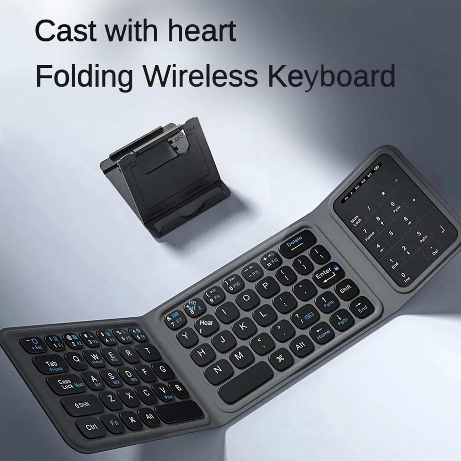 Tosuny Tastiera Bluetooth Pieghevole con Touchpad, Tastiera Wireless Pieghevole con Interruttore a Forbice, Tasto Silenzioso, Tastiere Pieghevoli Tascabili Full Size Ricaricabili per