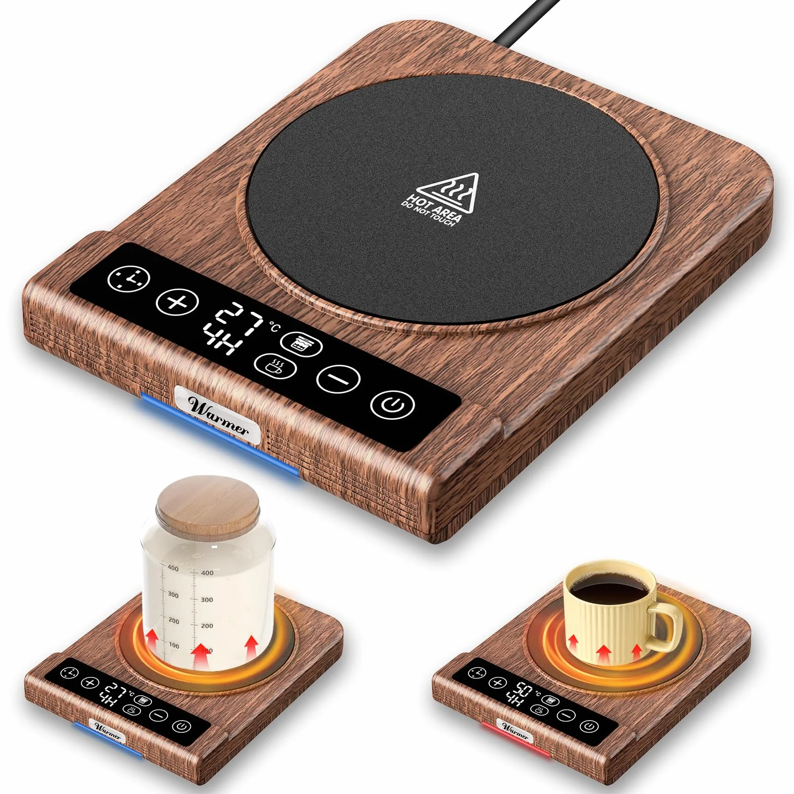 Scalda Tazza 2 modalità, Scalda Tazza da Scrivania, 21 °C-80 °C, Scaldatazza con Timer 1-12 ore/1-24 Ore, Spegnimento Automatico di 4 Ore, Scaldatazze per Ufficio, Casa, Fermentazione