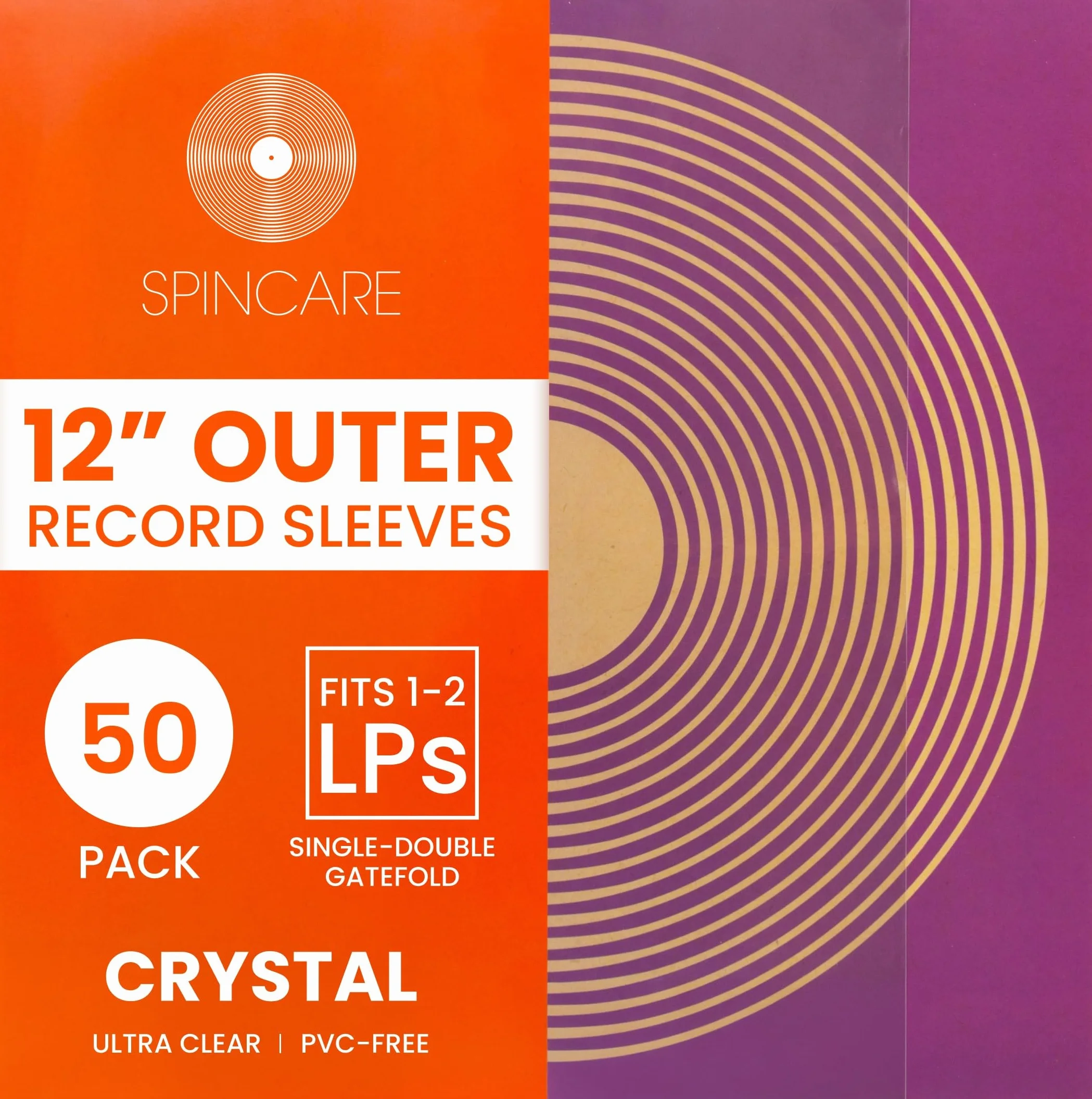 50x Trasparente 33 Giri Buste Per Vinile STANDARD | CRYSTAL Esterne Plastica Custodie Per Singoli e Doppi LPs | Protettive Polipropilene Vinile Copertine