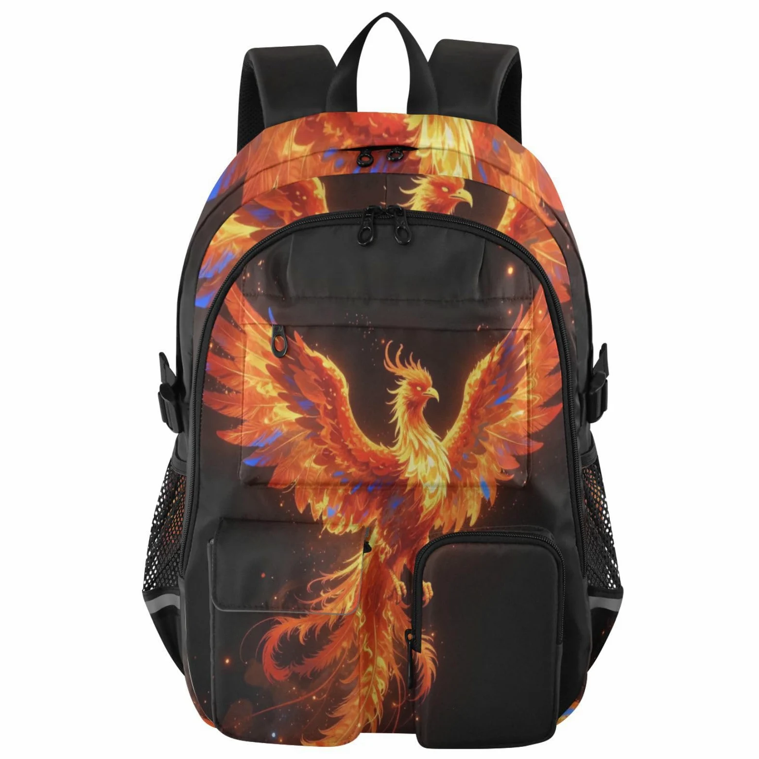 Grande zaino da viaggio Fire Flame Phoenix Bird Work Bookbag 44,5 cm