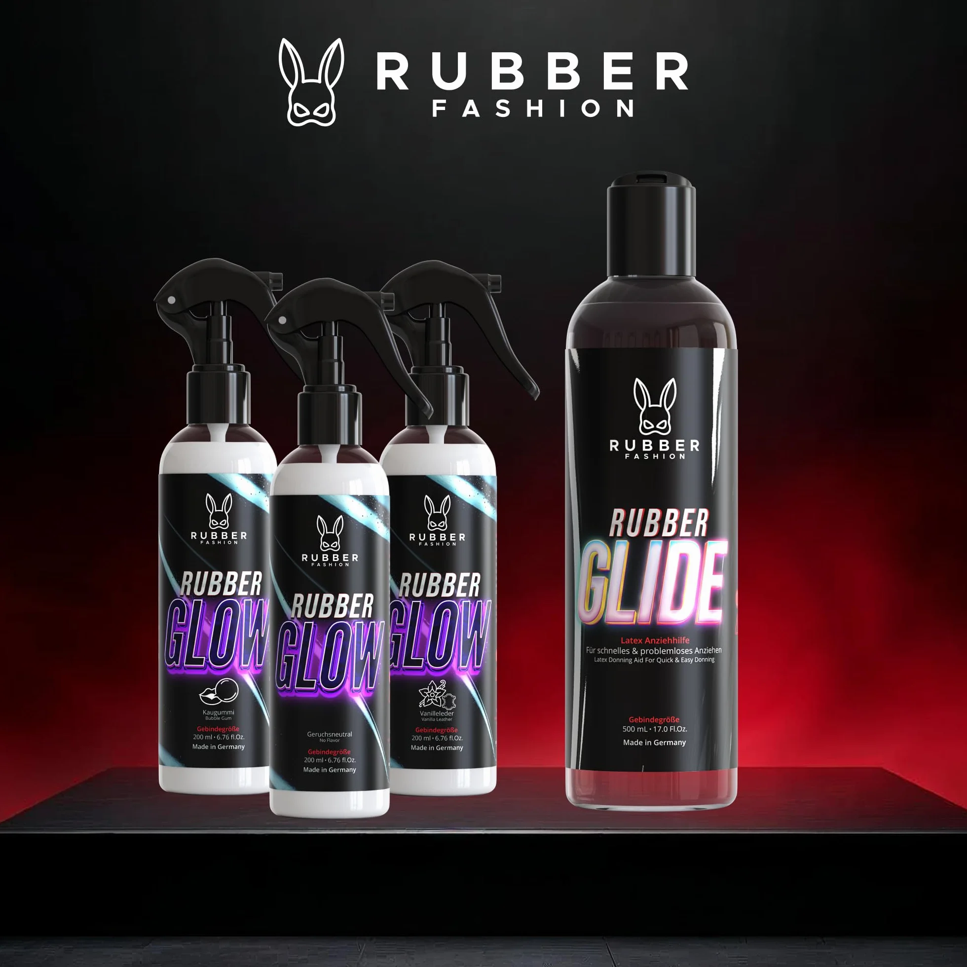 Olio di silicone per abbigliamento in lattice RubberGlide Rubberfashion lucido