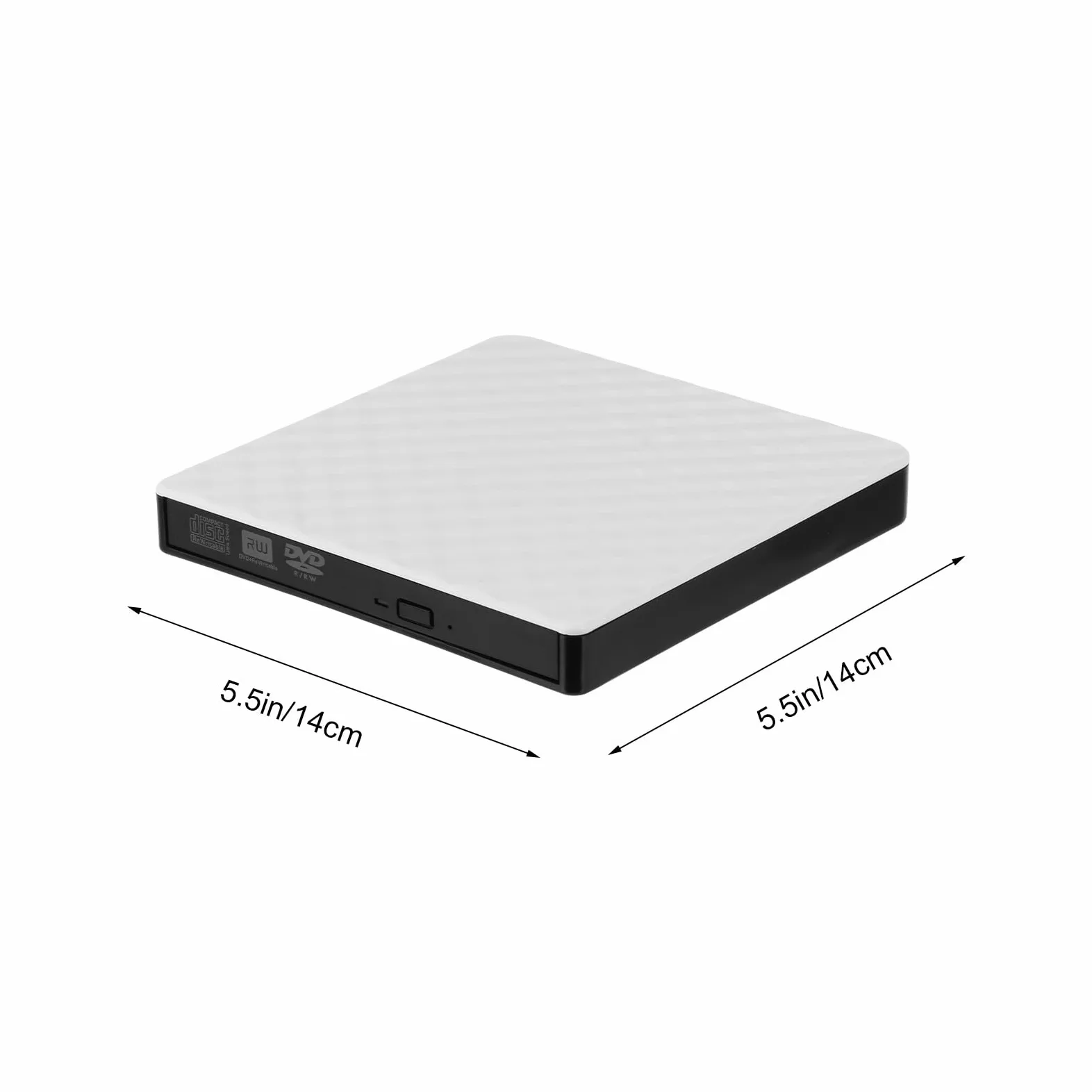 Masterizzatore Dvd Esterno USB 3.0 Unità CD Integrata, Slot Cavo Usb, Motivo Rombi Bianco, Unità Ottica Portatile per Laptop e Backup Dati