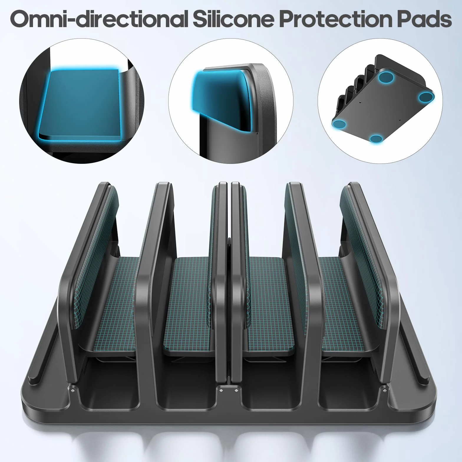 KDD Supporto Verticale Laptop con 3 Scanalature & Chiusura a Gravità, 6 in 1 Porta PC Portatile da Scrivania Salvaspazio per MacBook/Surface/Samsung/HP/Dell/Book/Tablet/Switch e Telefono Cellulare