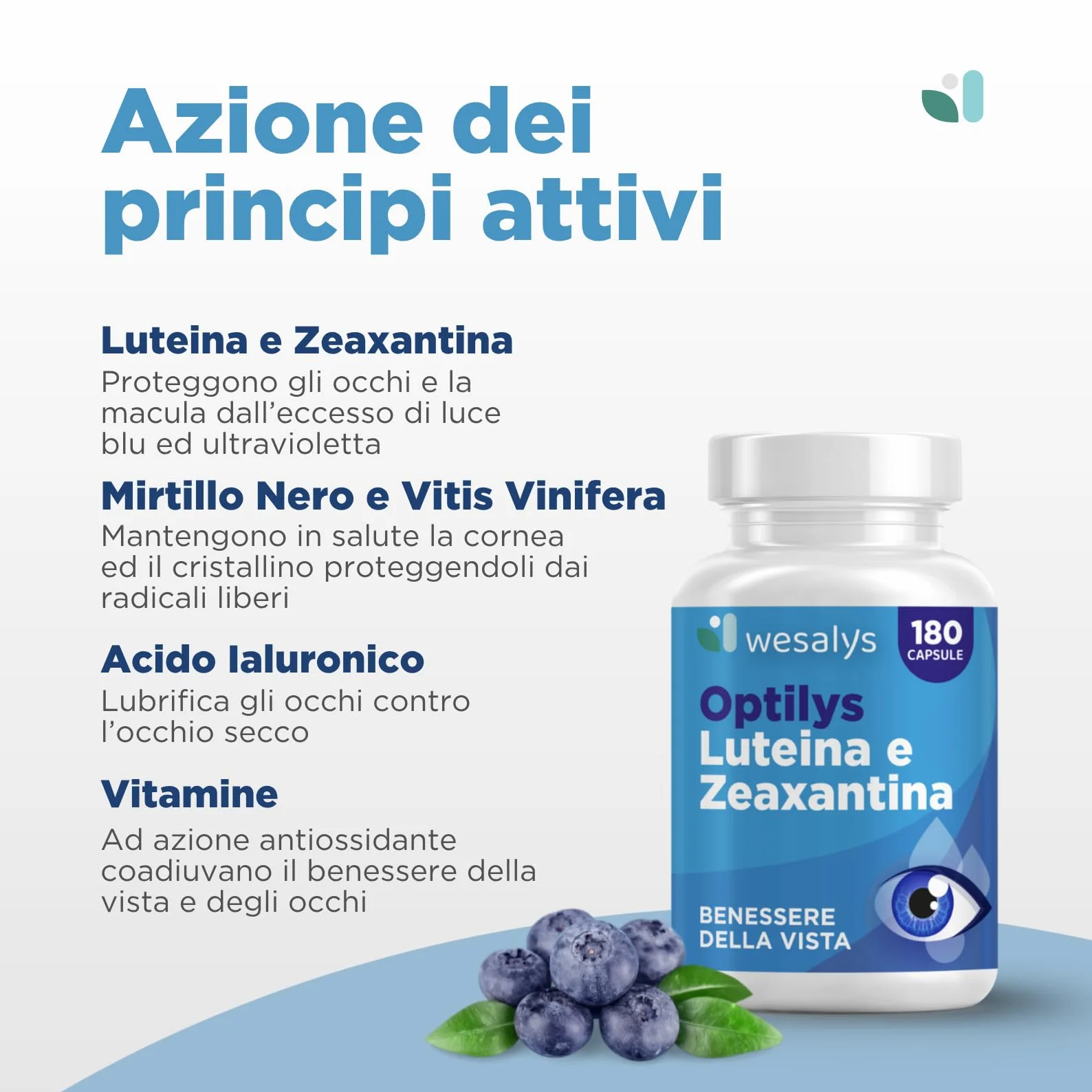 Integratore Occhi con Luteina e Zeaxantina Alto Dosaggio 180 capsule Optilys