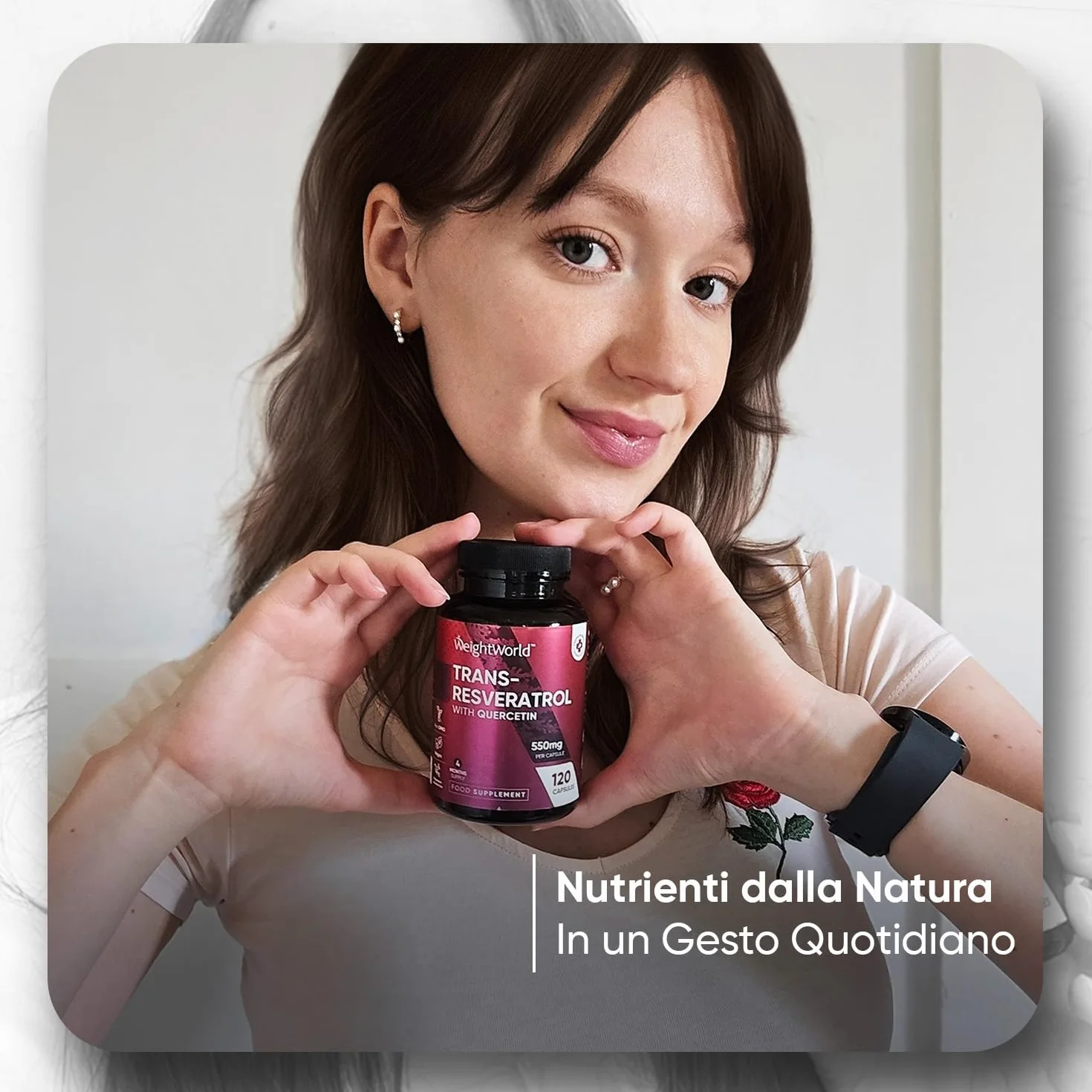 Resveratrolo con Quercetina, 120 Capsule Vegane, 550mg Trans Resveratrolo 98%