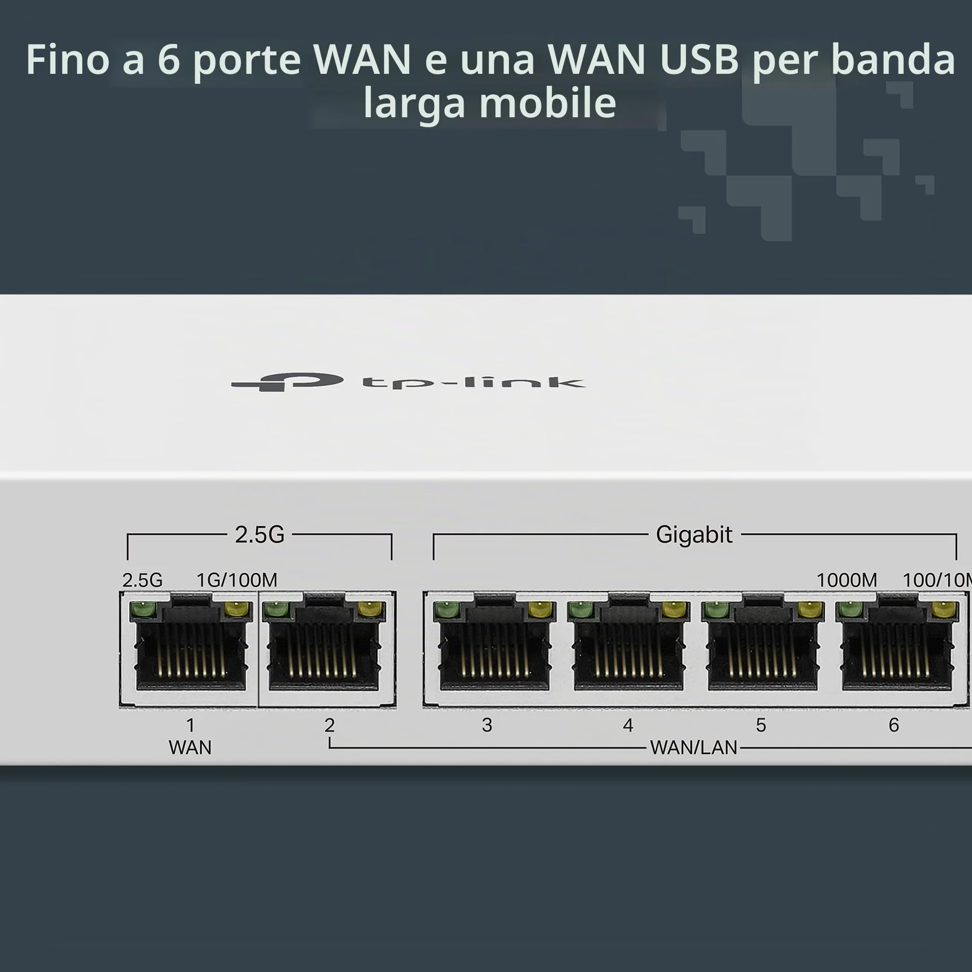 TP-Link Festa FR307-M2 | Gateway router cablato VPN multi-Gigabit | 2 * 2.5G + 5 * Gigabit + 1 * WAN USB | Rete auto-organizzante | Cloud gratuito | Bilanciamento del carico | IPSec/PPTP/L2TP/OpenVPN