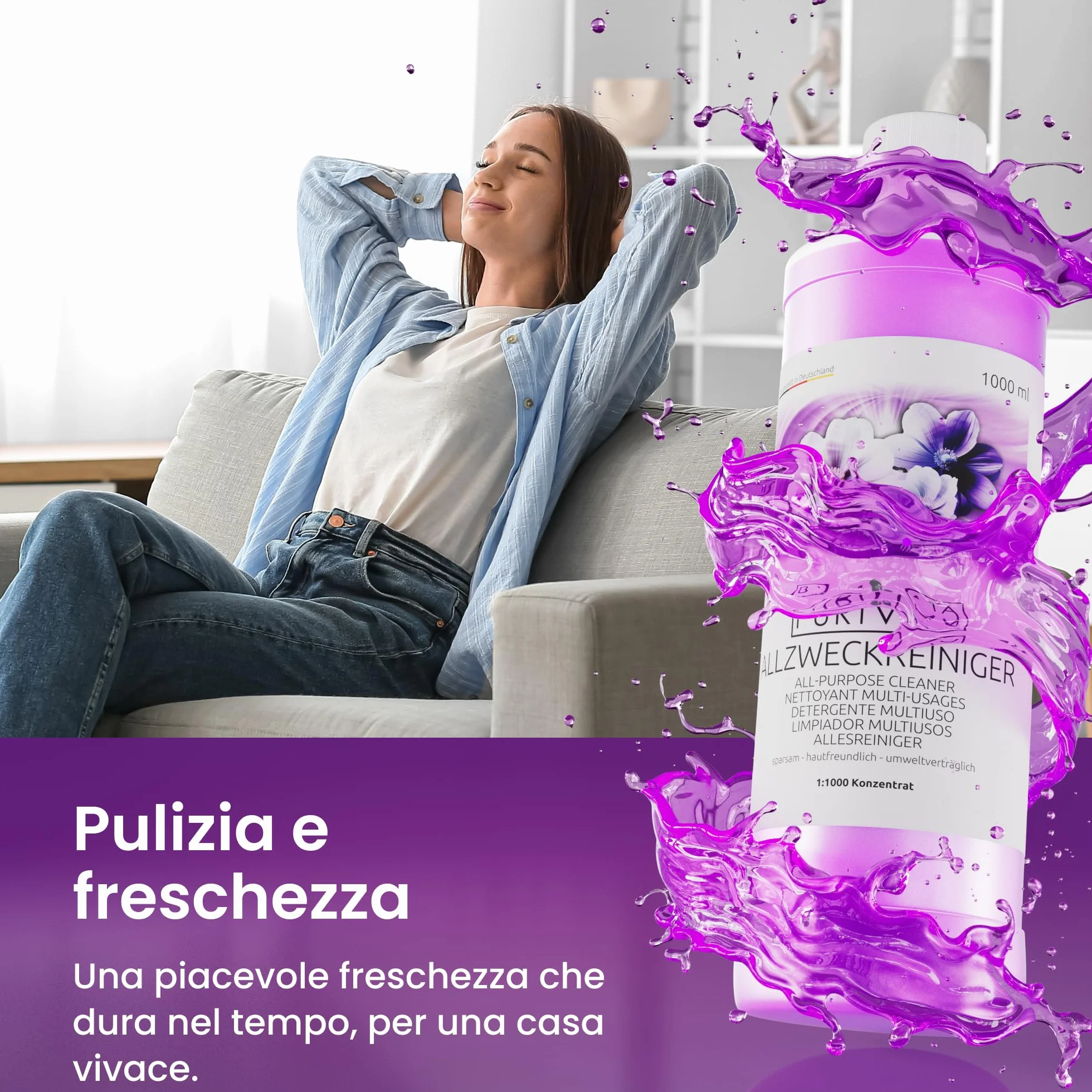 PURIVITA Detersivo Universale Concentrato Profumato 500ML Floor Cleaner All Purpose Cleaner