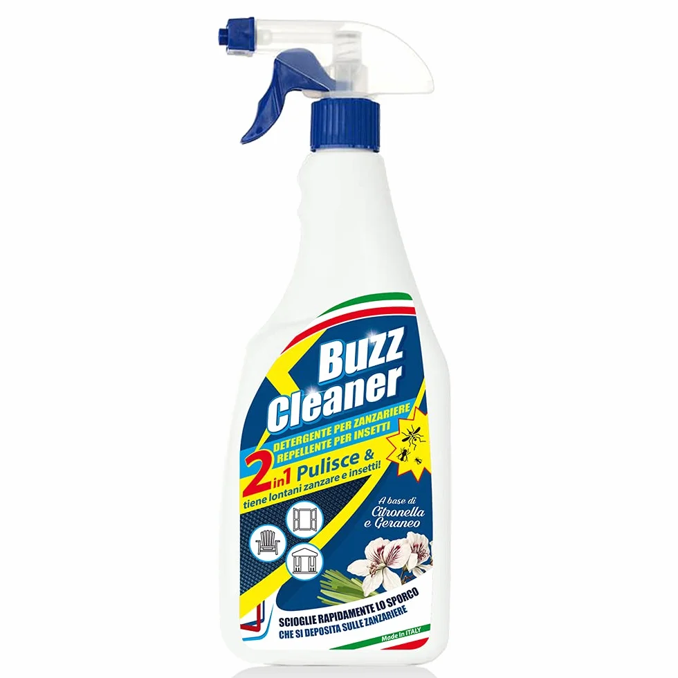 Buzz Cleaner Detergente Repellente Insetti Zanzariere Citronella Geranio 750ml