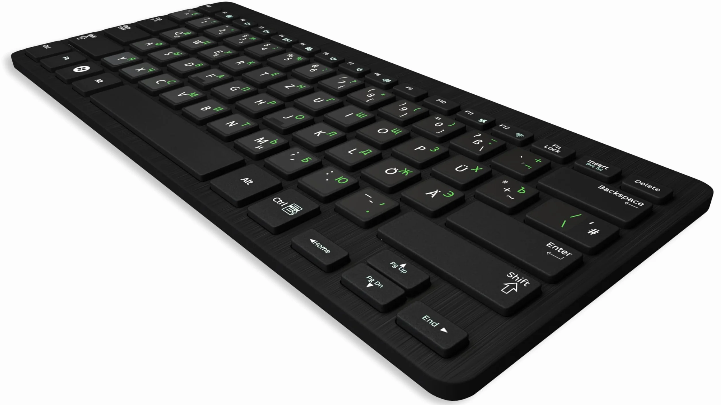 Adesivo russo per tastiere PC/laptop e notebook, 14 x 14 mm, trasparente con vernice protettiva opaca, colore verde chiaro, per tastiere Russian
