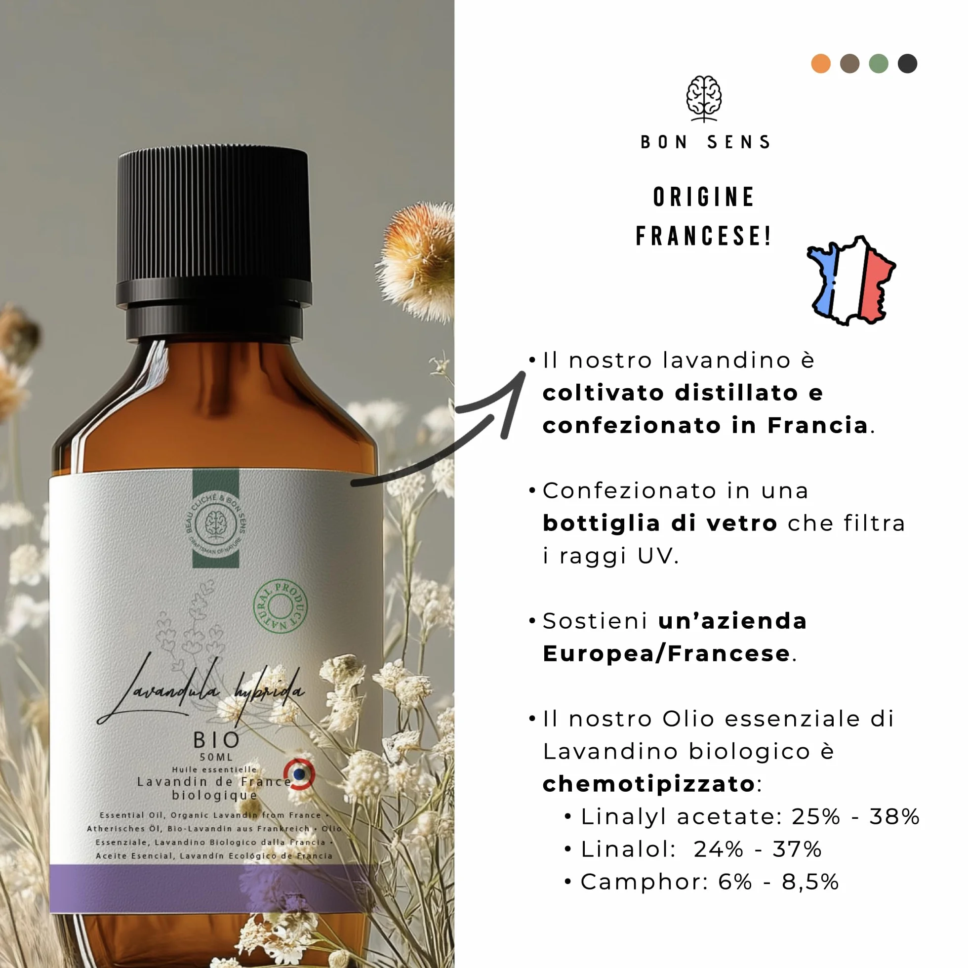 Olio Essenziale di Lavandino BIO 50ml - 100% Puro, Naturale, Biologico - Profumo di Lavanda per Diffusore, Aromaterapia