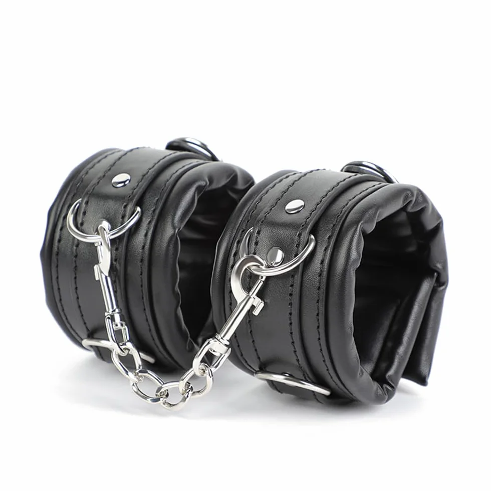 Polsini per caviglia Yoga - Pelle morbida con catena regolabile - Coppia accessori decorativi moda (Nero)