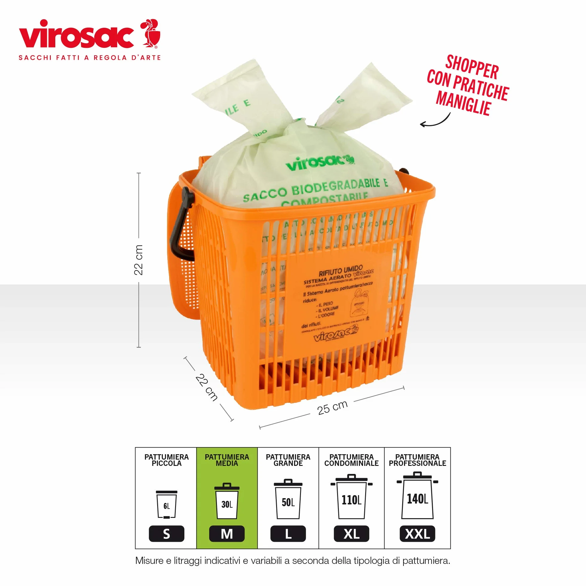 Virosac Proxsac Bio Sacchetti Per Rifiuti Biodegradabili 45x60 Bretelle 45pz