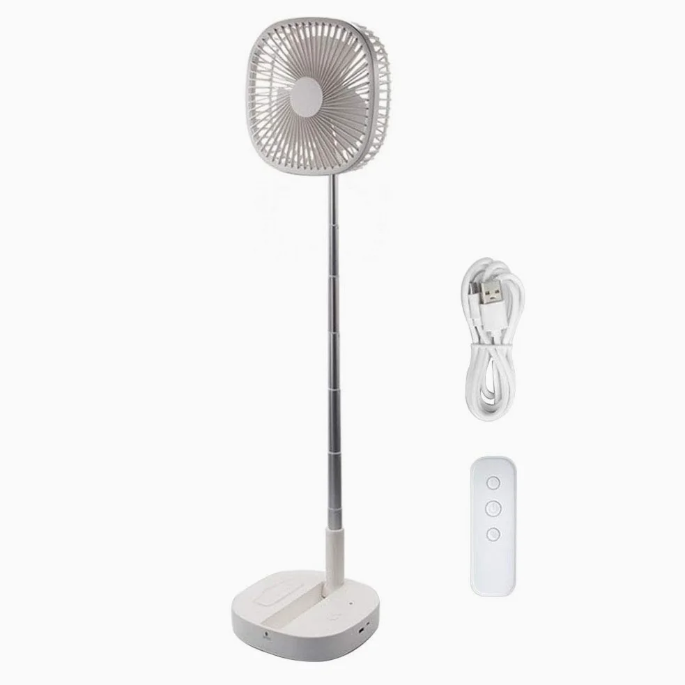 Ventilatore portatile ricaricabile, Ventilatore silenzioso con telecomando, Ventilatore da scrivania USB, Ventilatore elettrico pieghevole per ufficio, casa, campeggio,Bianca