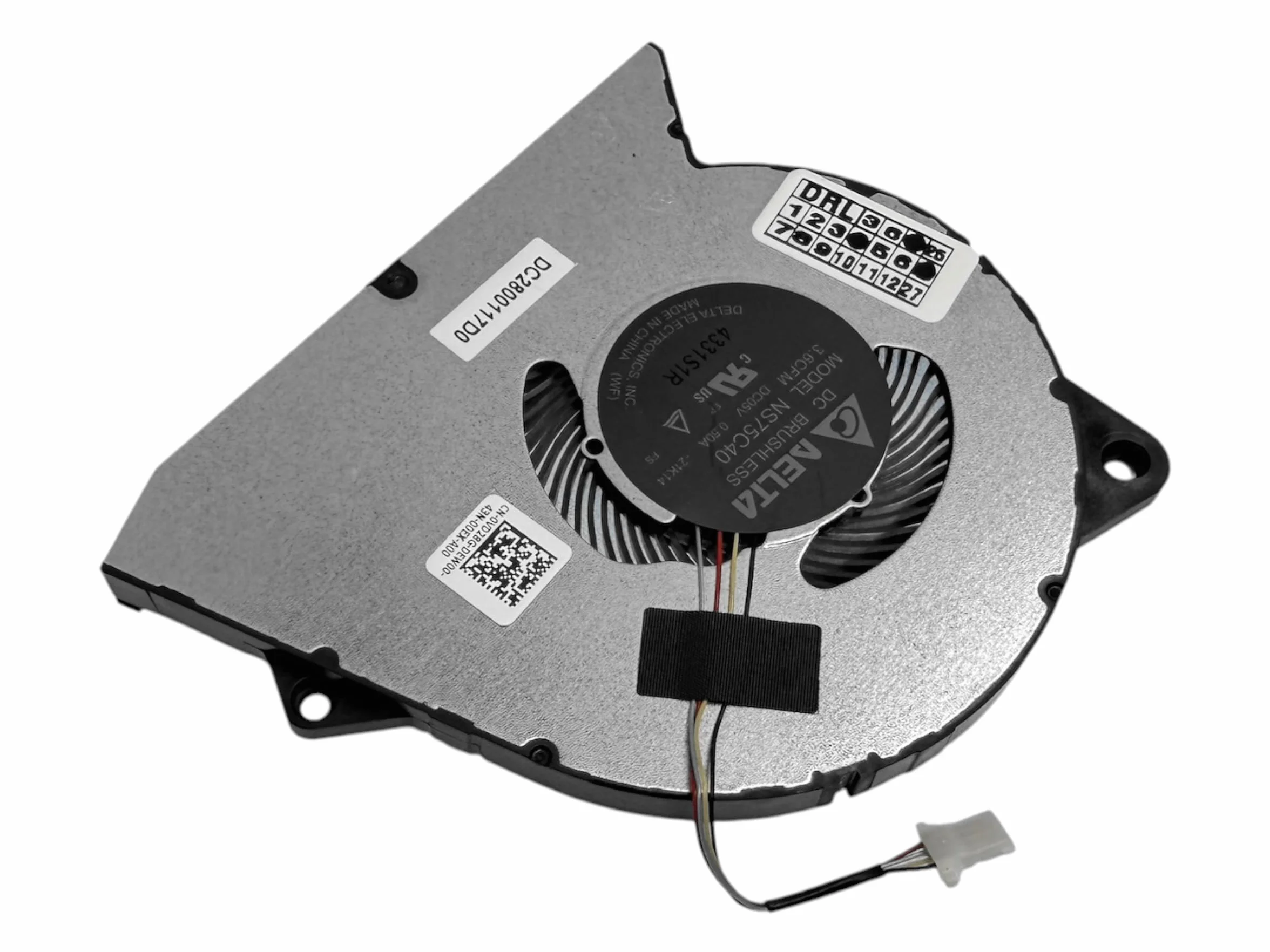 Cooling fan 0RFF51 RFF51 0VD28G, NS75C40-21K14, DC28000WFF0 DFS5K12114464, BN7506S5H-000P, DC28000WFU0, DC28000117D0, compatibile Dell Inspiron 3510. 3511 3515 3520 3525 3530 3535, DC15250, DC15255