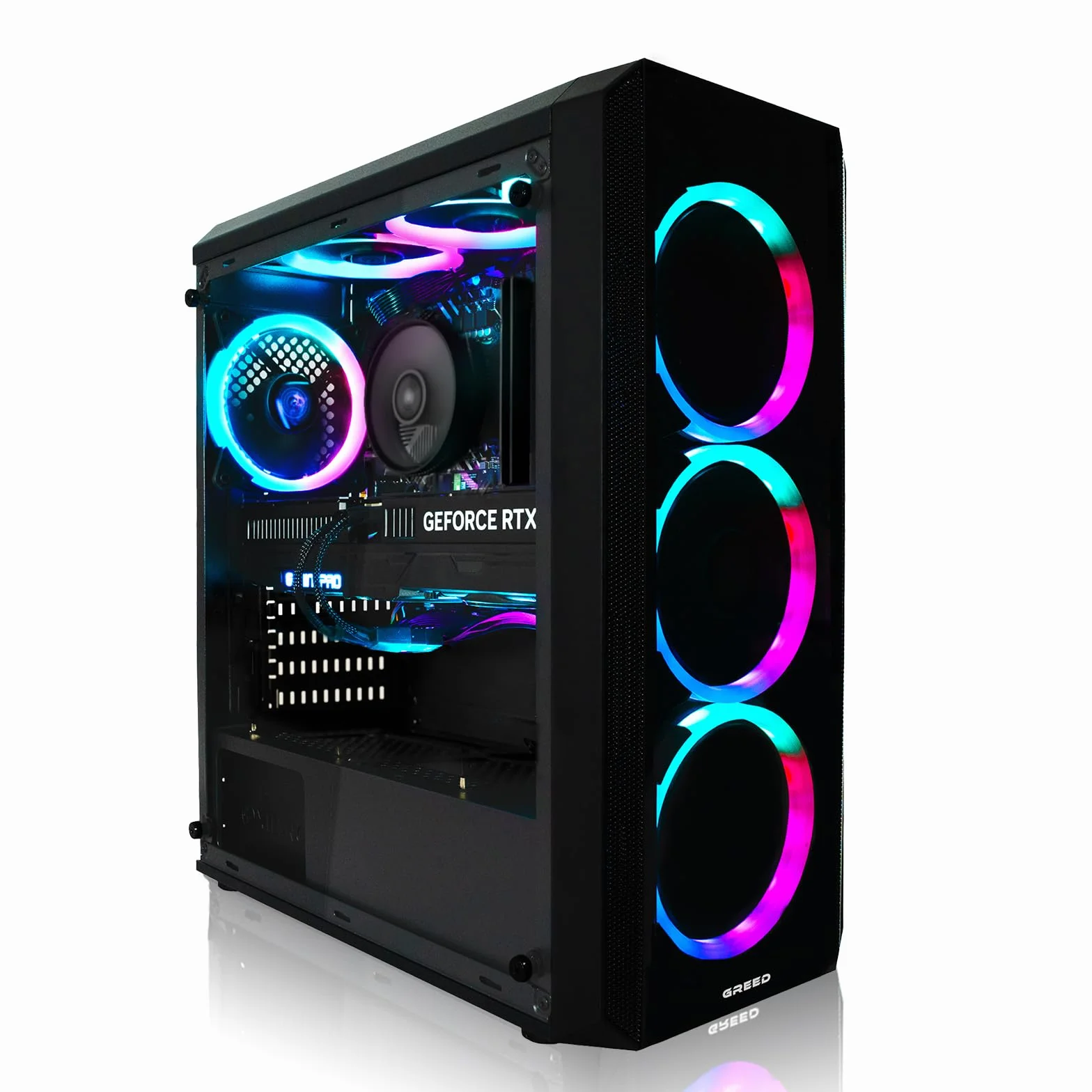 Greed Mk2-4K Gaming PC AMD Ryzen 7 5700X Nvidia RTX 5060 Ti 8GB 32GB DDR4 RAM 1TB SSD WLAN W11 Pro
