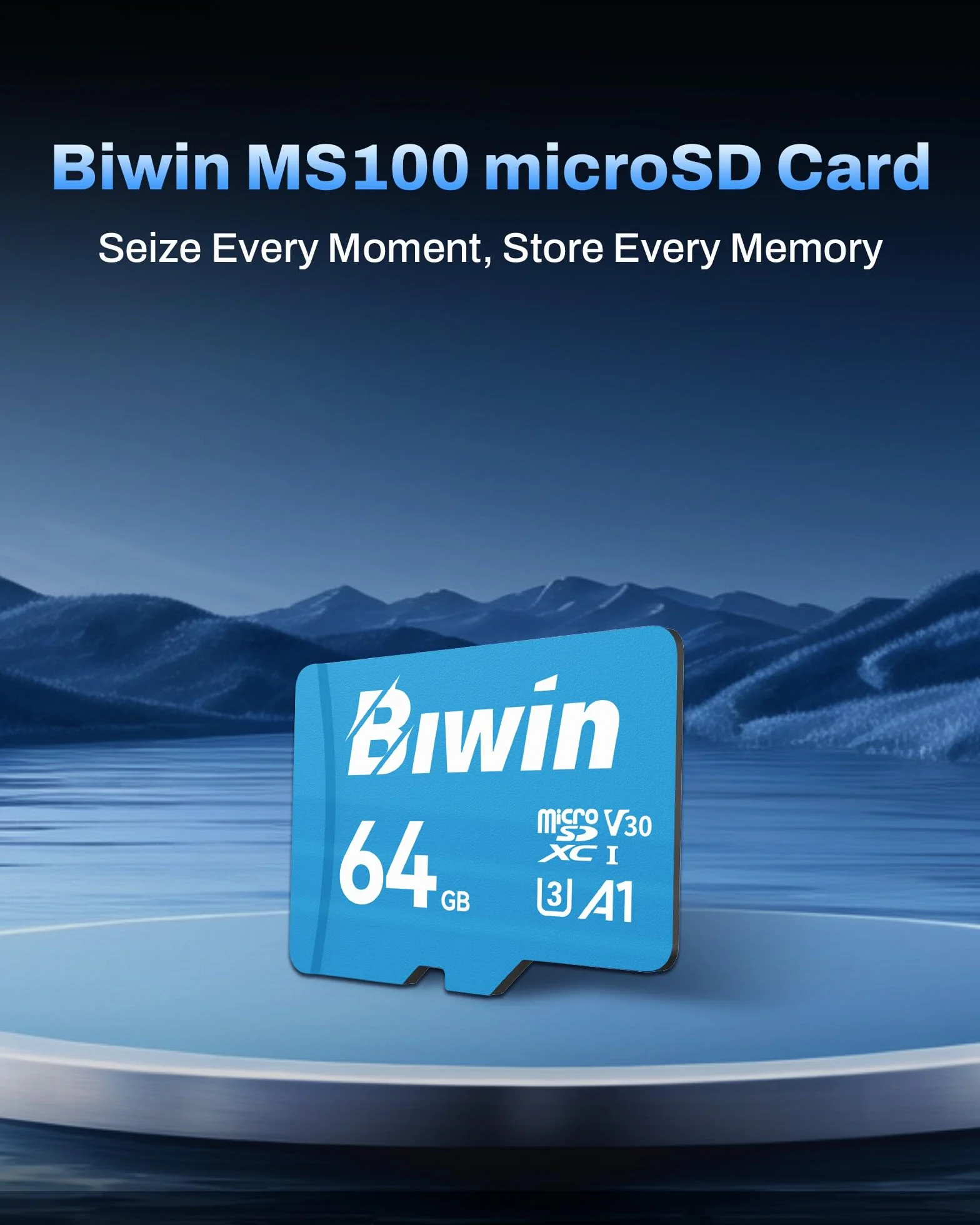 Biwin MS100 MicroSDXC UHS-I scheda di memoria 64 GB – Lettura fino a 160 MB/s – A1 V30 U3 4K UHD video per la registrazione video di smartphone/tablet/fotocamera digitale Canon Sony