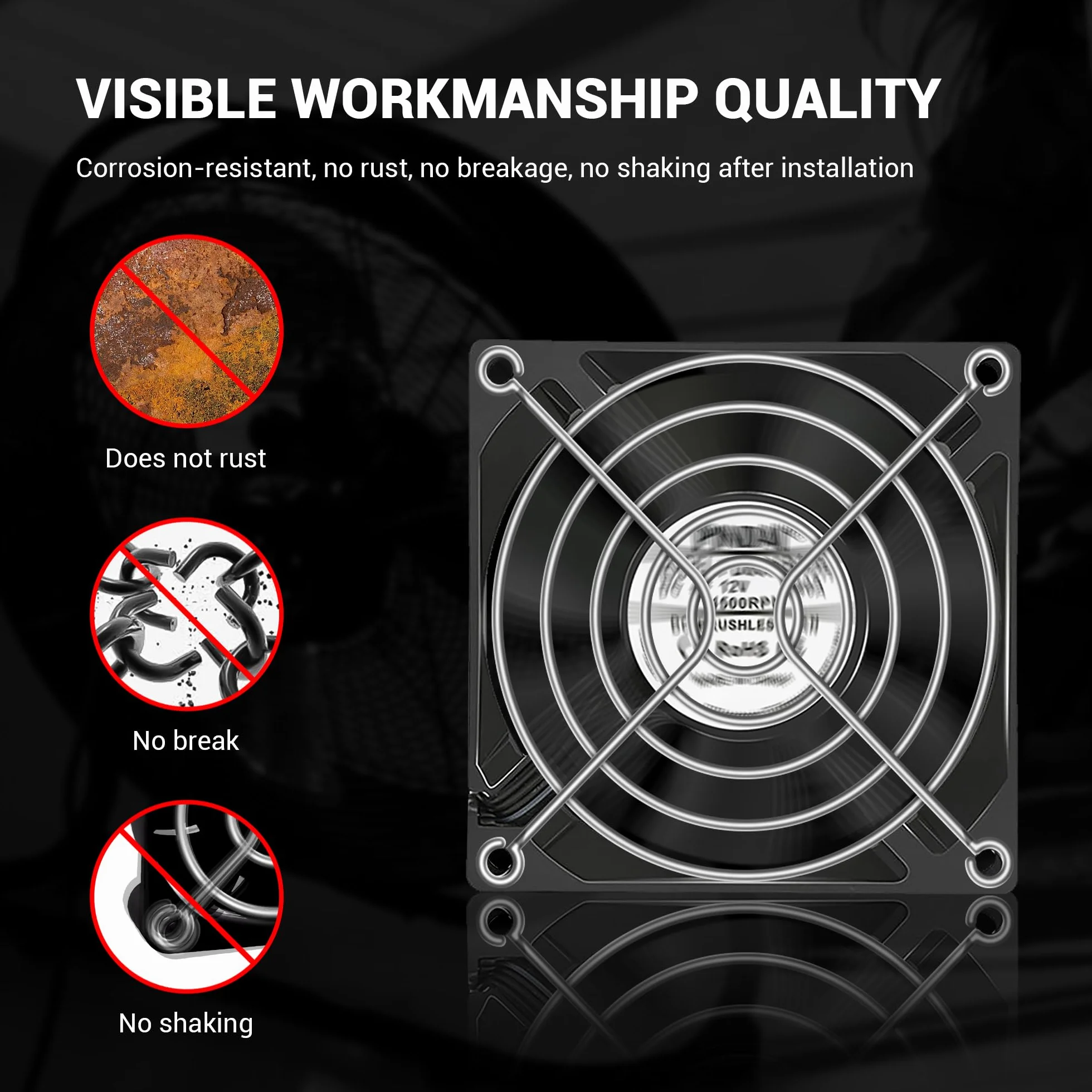 Griglia protettiva per ventola da 80 mm per PC, confezione da 4 custodie per CPU in metallo con vite per ventola da 80 x 80 mm, copertura protettiva fai da te, ventole per computer PC, ventole di