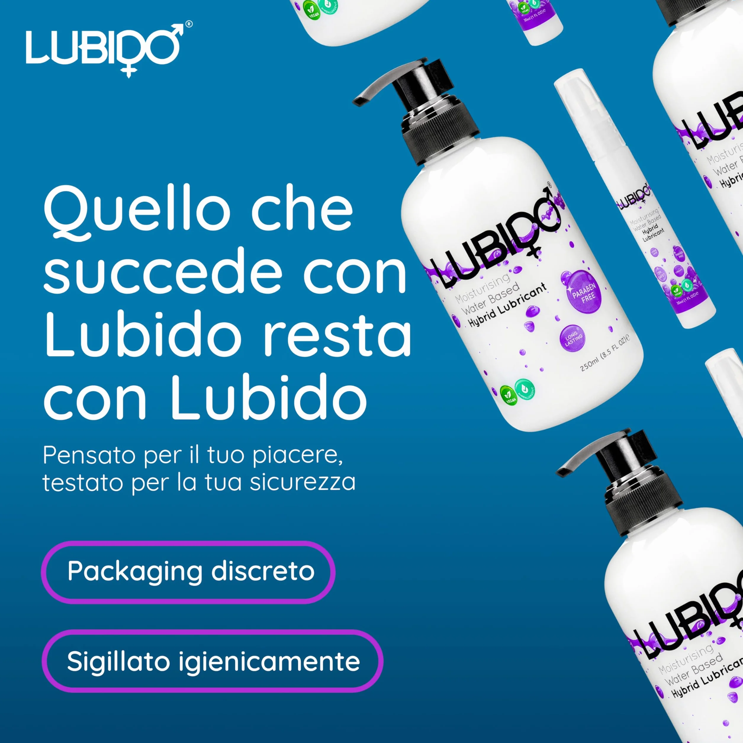Lubido Gel lubrificante ibrido cremoso idratante senza parabeni 250 ml