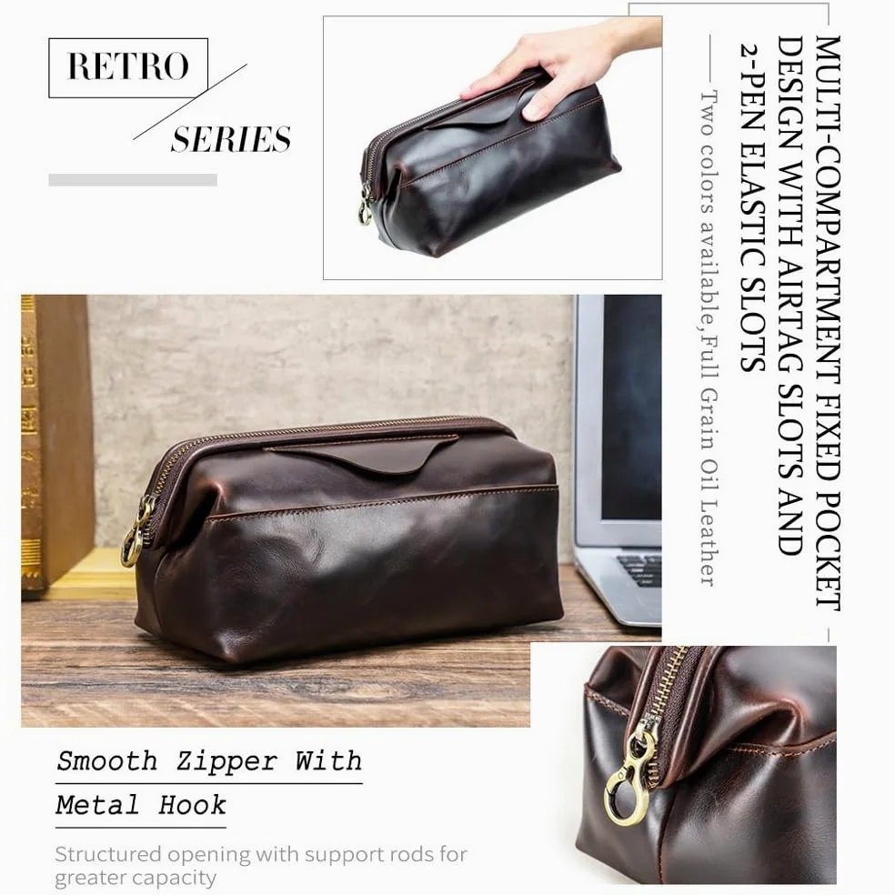Custodia organizer for elettronica da viaggio in pelle Borsa for trasporto cavi con cerniera Custodia tecnica for cavi, cavi ed elementi essenziali da viaggio(Black)