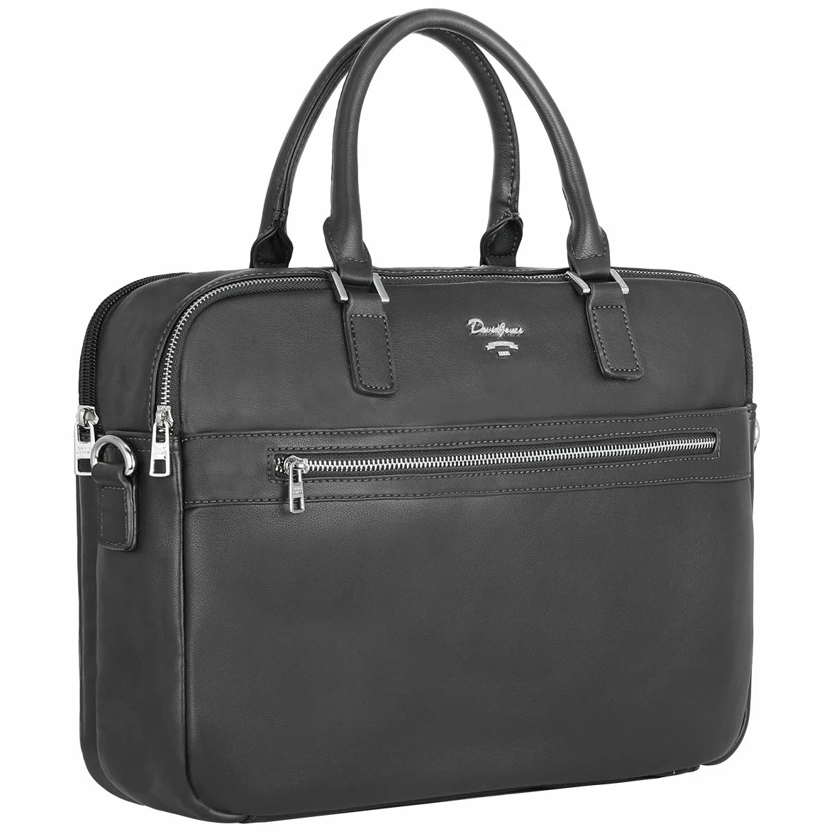 David Jones - Borsa a Mano Lavoro Uomo - Ventiquattrore Cartella Ufficio PU Pelle - Borse a Spalla Tracolla 13 Pollici Laptop Portatile - Valigetta A4 Portadocumenti Business Messenger Bag - Grigio