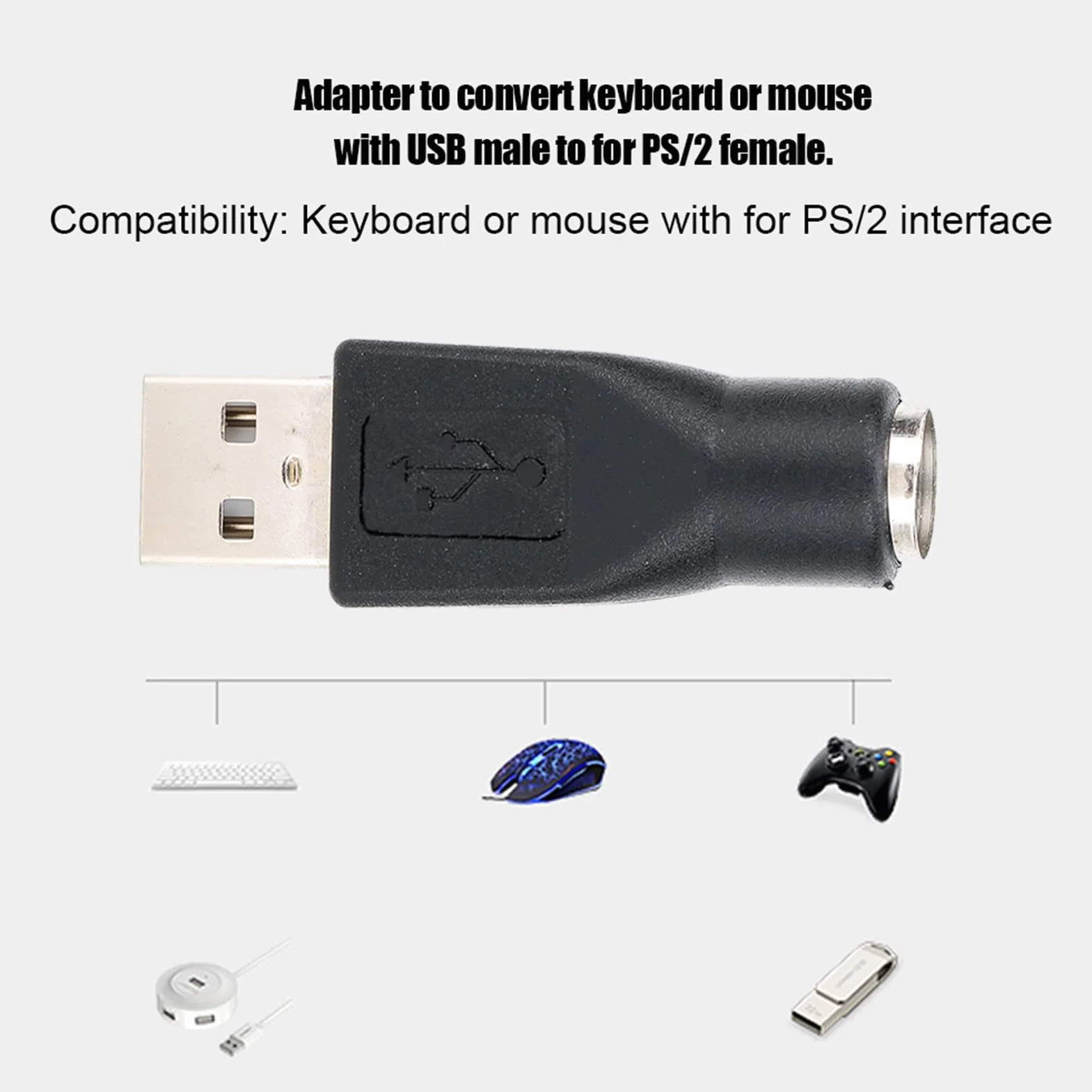 Acouto Convertitore Adattatore USB Maschio a Femmina per PS 2 da 5 Pezzi per Tastiera e Mouse con Interfaccia PS 2 Adattatore da P a USB F P M Tastiera USB Adattatore Din5 Femmina