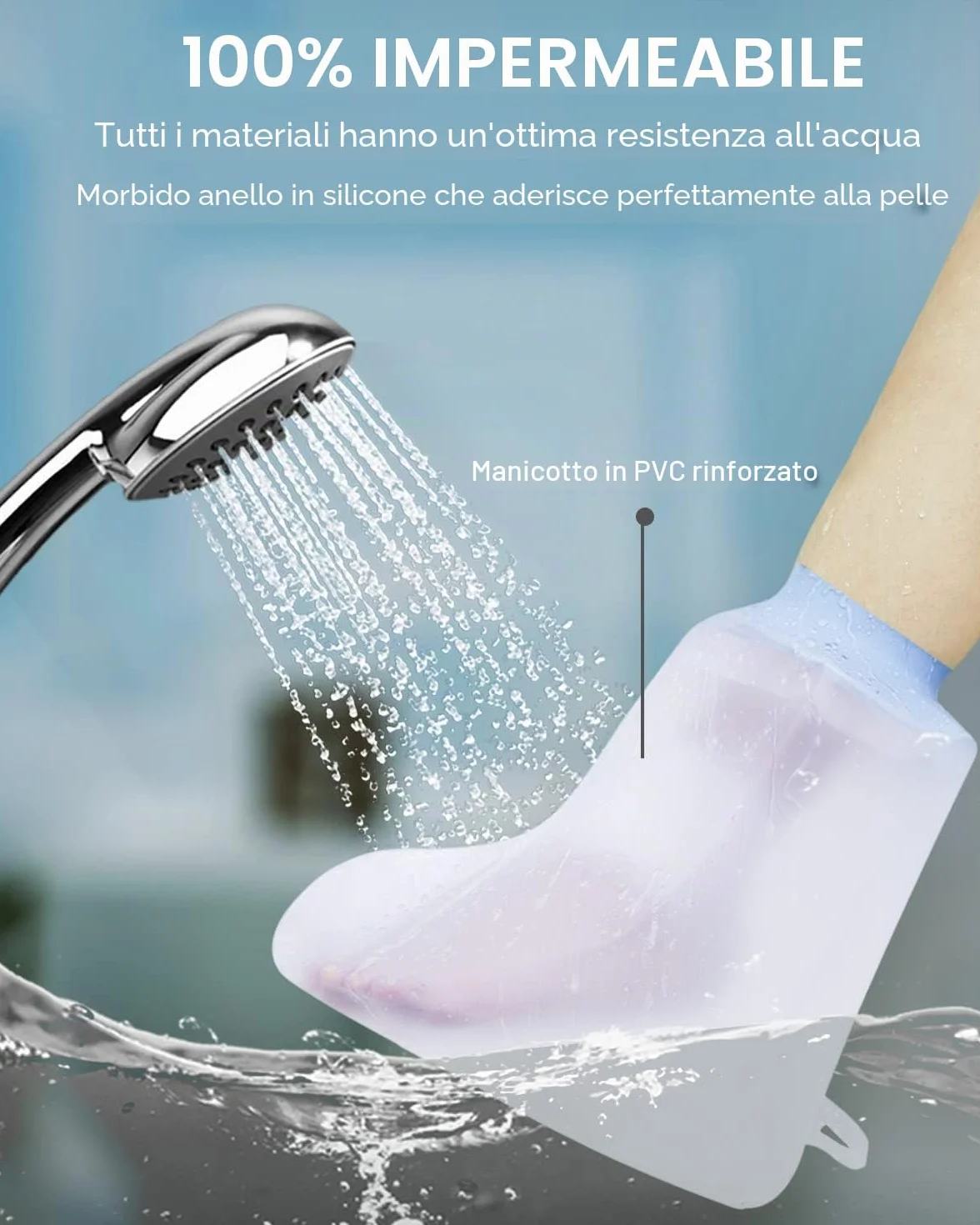 CureSquad Copertura Impermeabile Piede Morbido Confortevole Copri Gesso Doccia Protezione Riutilizzabile