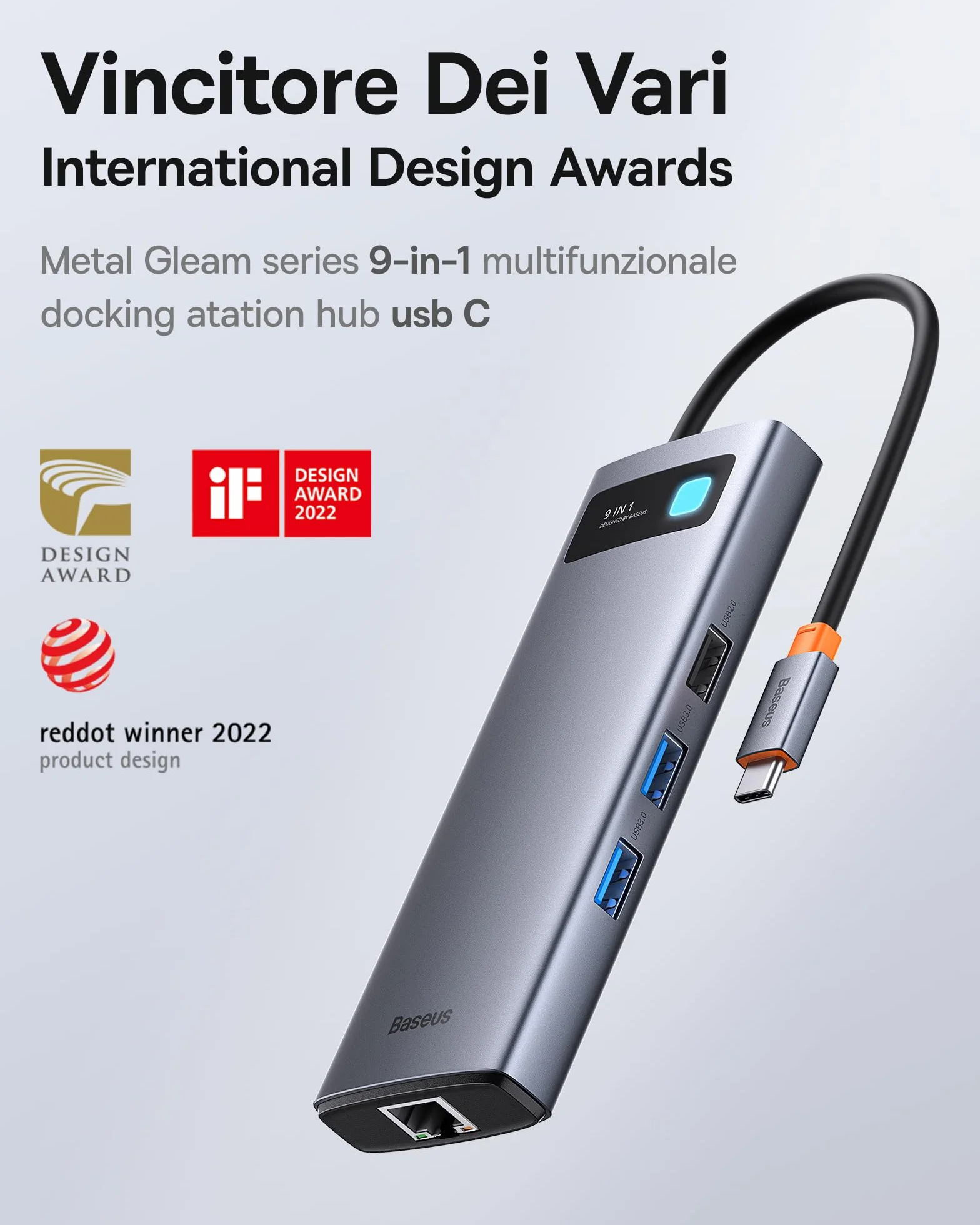 Baseus Docking Station 9 in 1 USB C 4K120Hz, 2 Monitor HDMI, Hub USB C, Ethernet 1000 Mbp, PD 100W, lettore di schede TF/SD, USB 3.0, Adattatore per MacBook/Dell/HP/Lenovo e altri PC