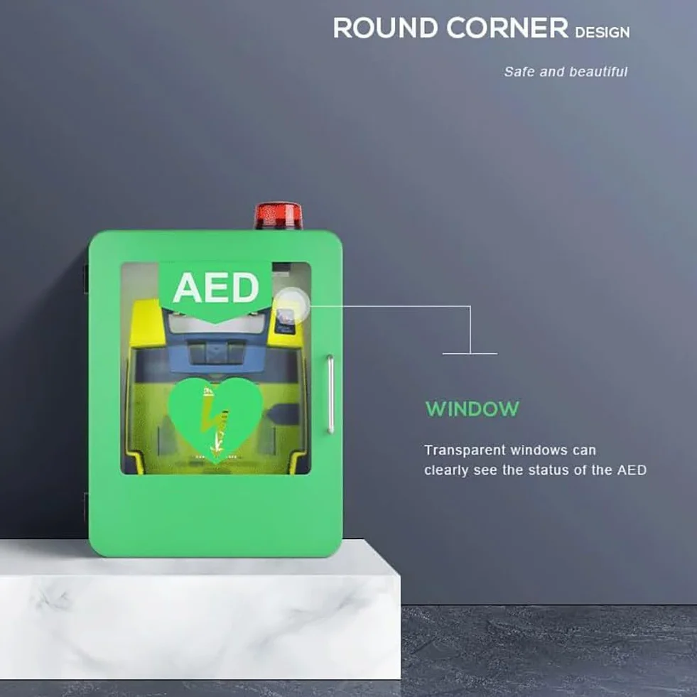Defibrillatore DAE con allarme, cassetta di pronto soccorso a parete in plastica per emergenza cardiaca
