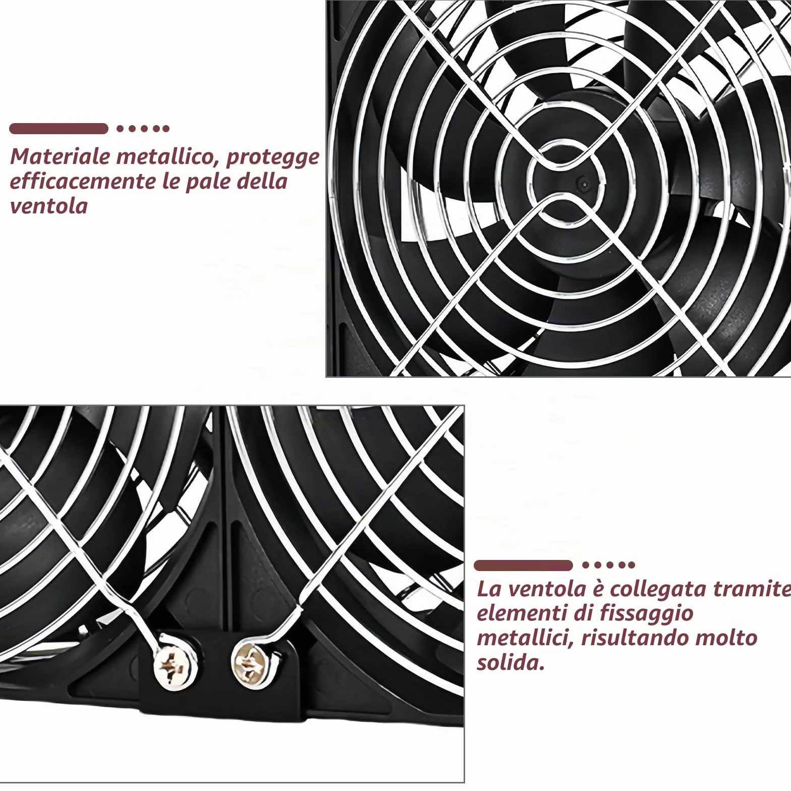 Ventola da 120 mm con controllo della velocità, 220 V, ventola di raffreddamento senza spazzole con copertura in metallo, grande volume d'aria, ventola di scarico silenziosa per computer