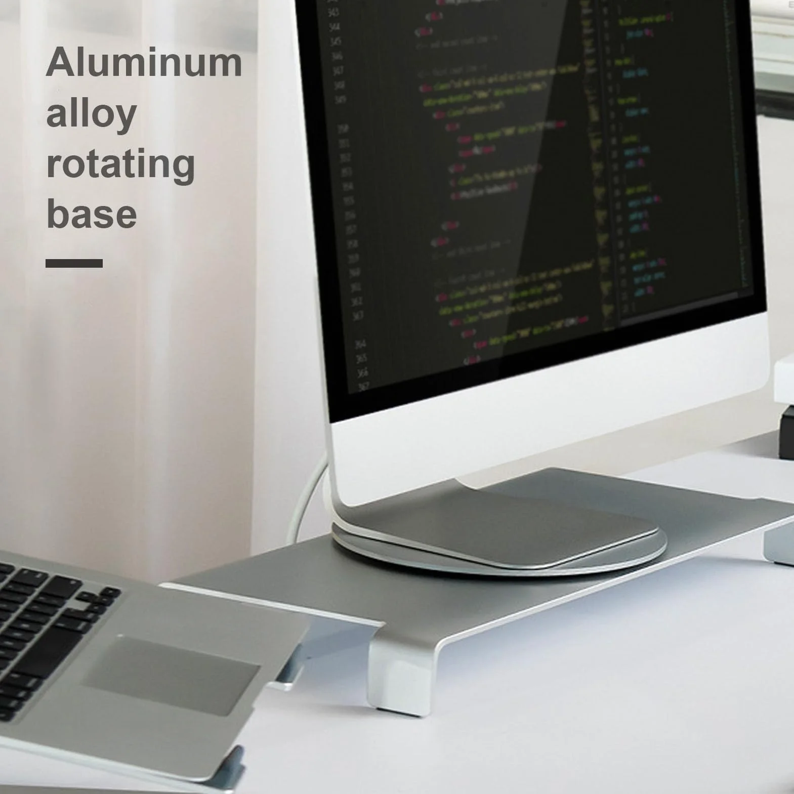 Base di Rotazione del Monitor del Computer, Base Girevole del Monitor di Rotazione di 360 Gradi in Lega di Alluminio Tutto in Un Supporto per Schermo per Laptop