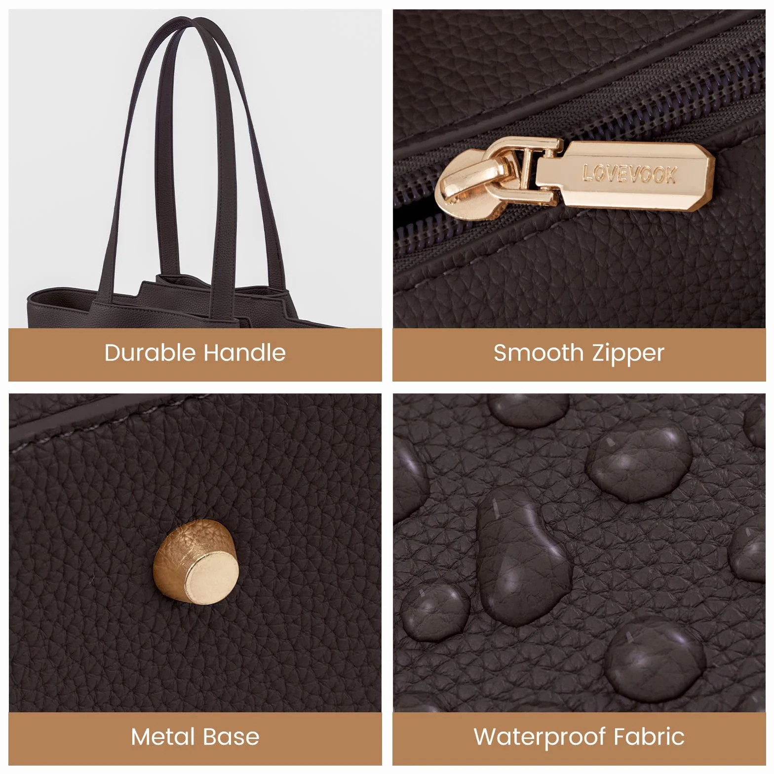 LOVEVOOK Borsa per computer portatile da donna, in finta pelle da 15,6 pollici, con pochette, grande capacità, borsa da ufficio