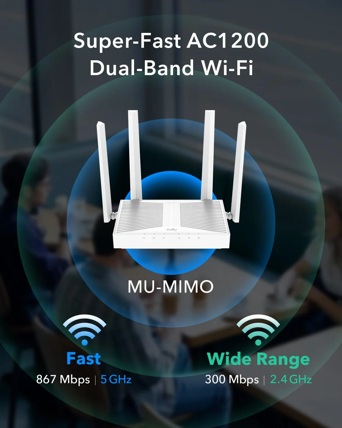 Cudy AC1200 Gigabit WiFi access point Soluzione aziendale con supporto a rete, roaming senza cuciture, MU-MIMO, PoE o alimentazione CC