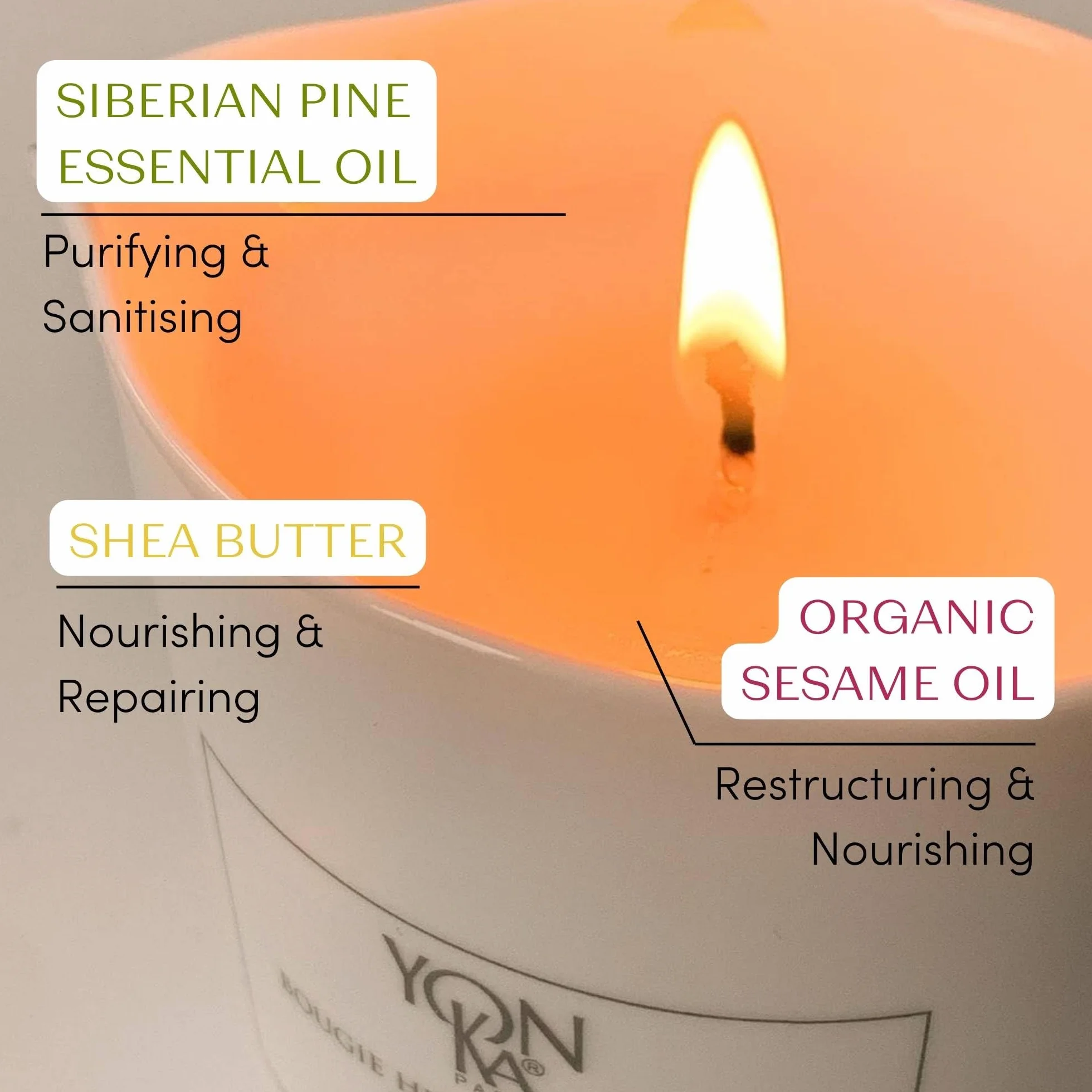 Yonka Candela da Massaggio Taïga Relax Intimo Ingredienti Naturali Nutrienti Profumazioni Legnose Rilassanti Massaggio Riscaldante Utilizzo Versatile