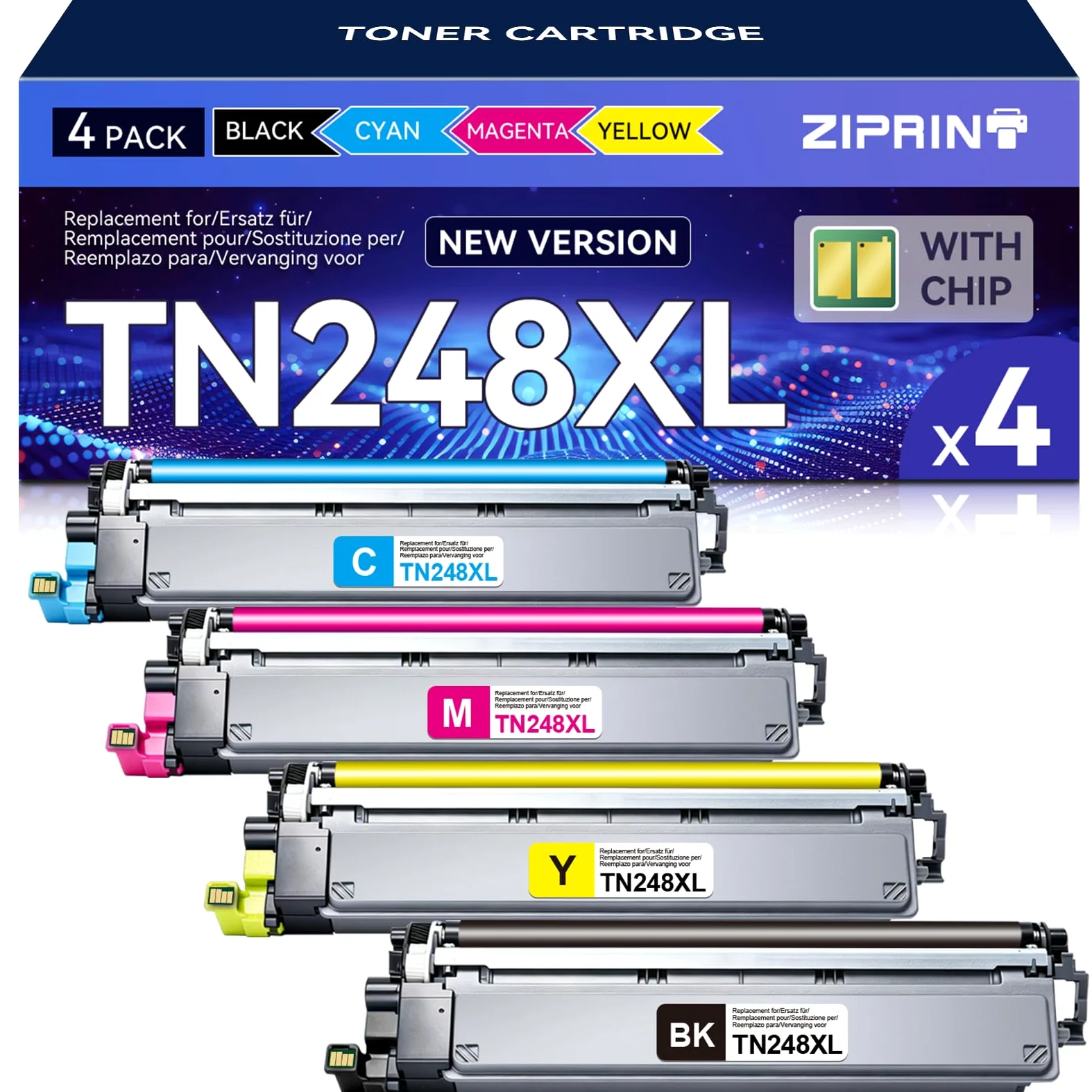 TN248XL TN-248XL TN248 TN-248 Toner con MFC-L3740CDWE DCP-L3560CDW 4-Pack | Compatibile con Brother MFC-L3740CDW MFC-L3760CDW DCP-L3560CDW DCP-L3520CDWE HL-L3220CWE HL-L3240CDW TN-248CMYK TN-248VAL